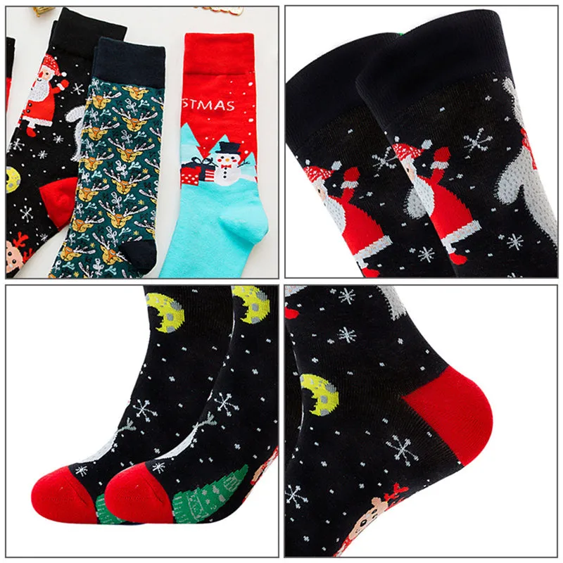 12-Pairs Comfortable Men Women Cotton Xmas Long Socks