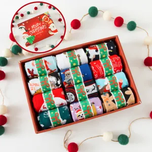 12-Pairs Comfortable Men Women Cotton Xmas Long Socks