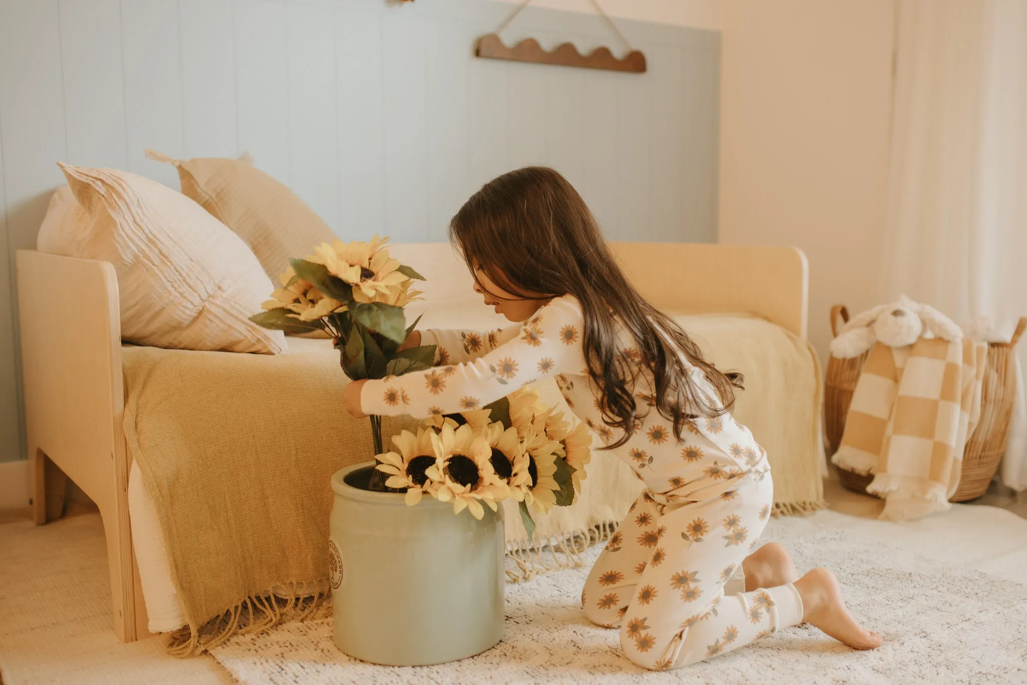 2 Piece Girls Flower Pajamas