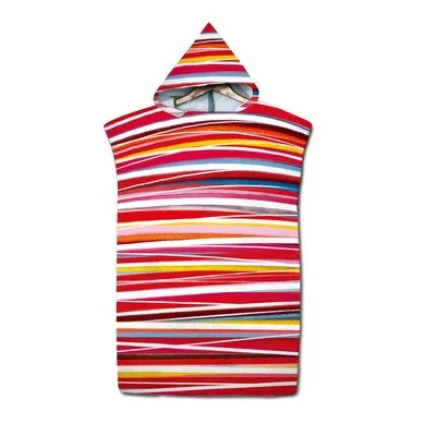 Adult Diving Suit Changing Robes Beach Poncho Towel Striped Pattern Microfiber Quick Drying Bath Hoooded Towels Bathrobe