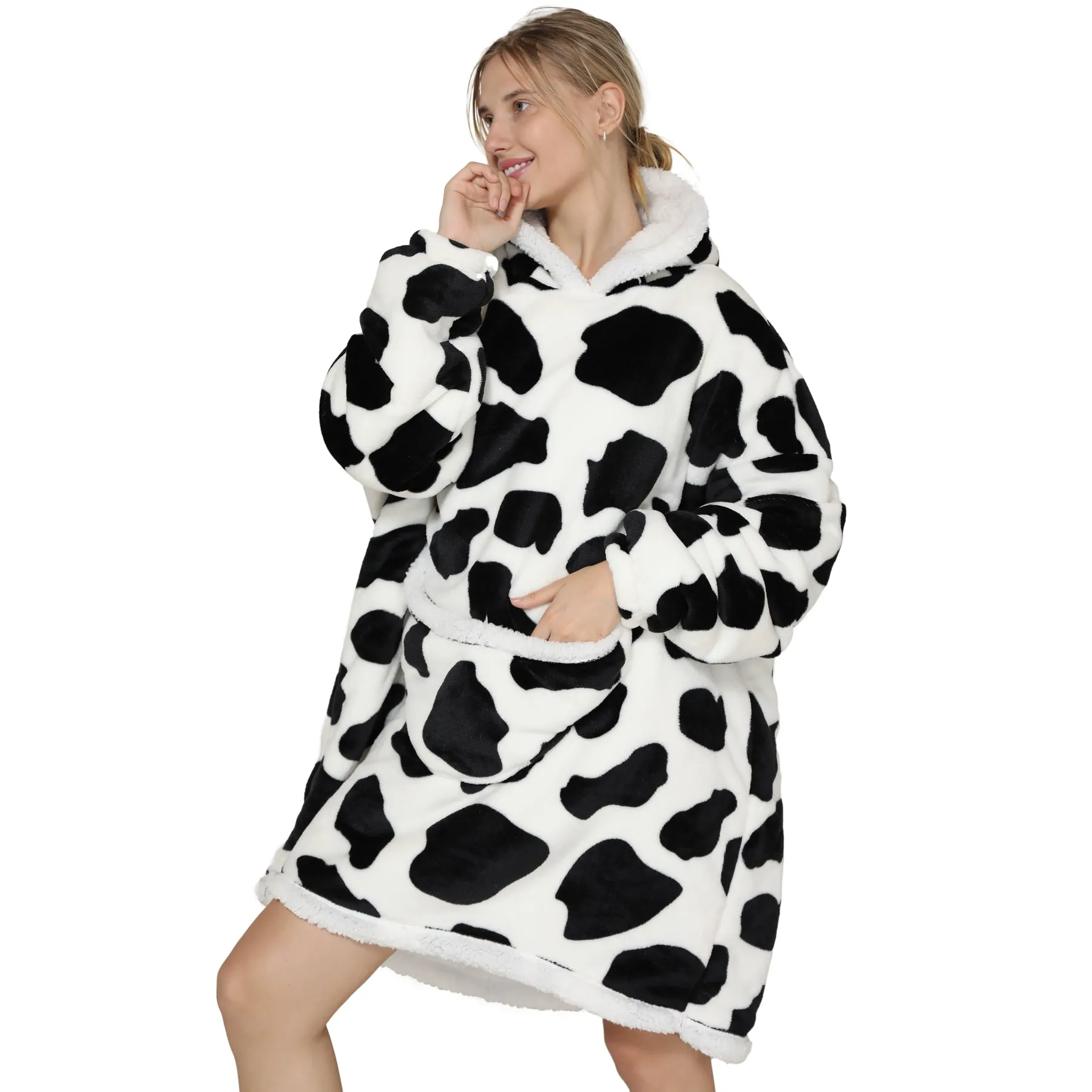 Adults Cheeky Cow Oversized Plush Blanket Hoodie