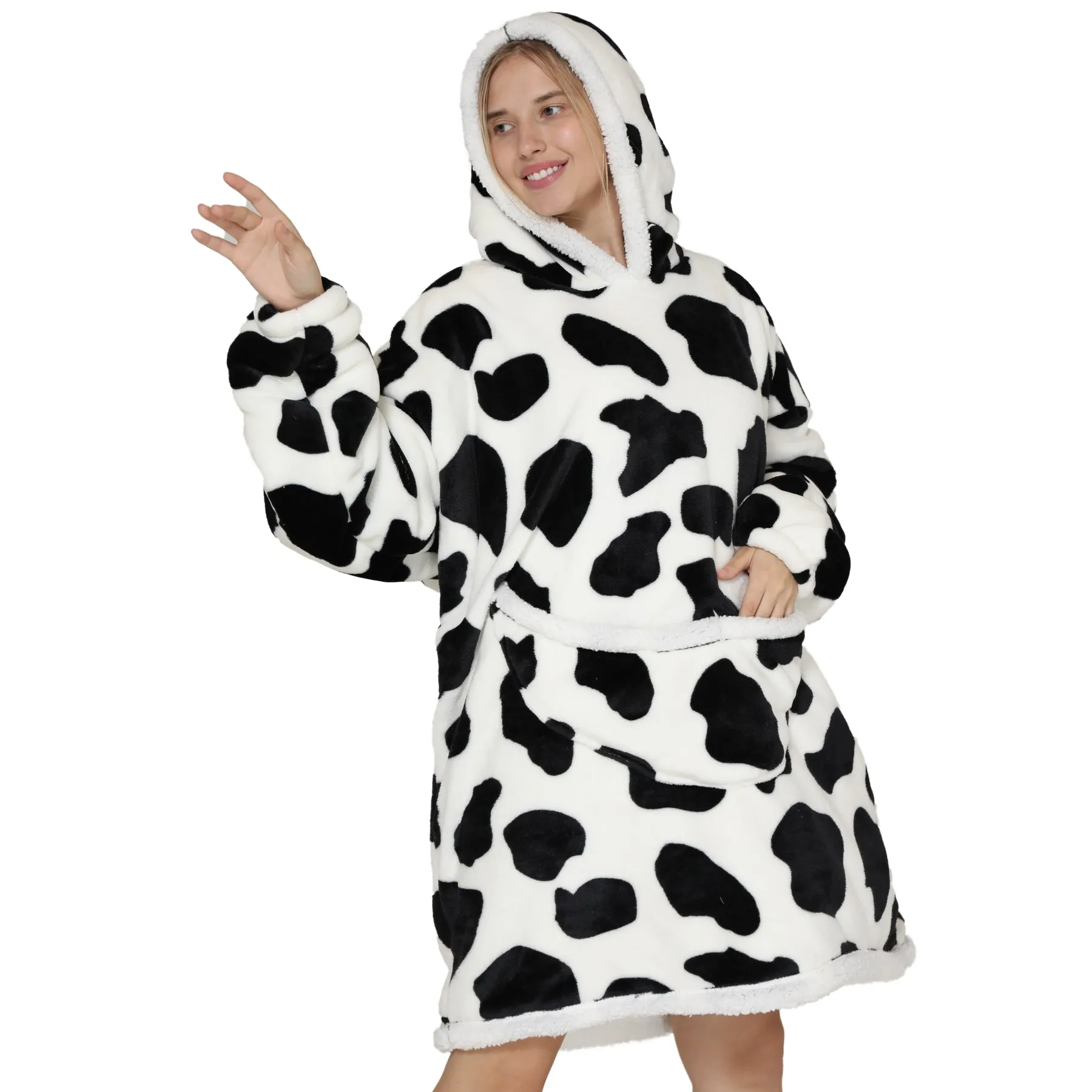 Adults Cheeky Cow Oversized Plush Blanket Hoodie