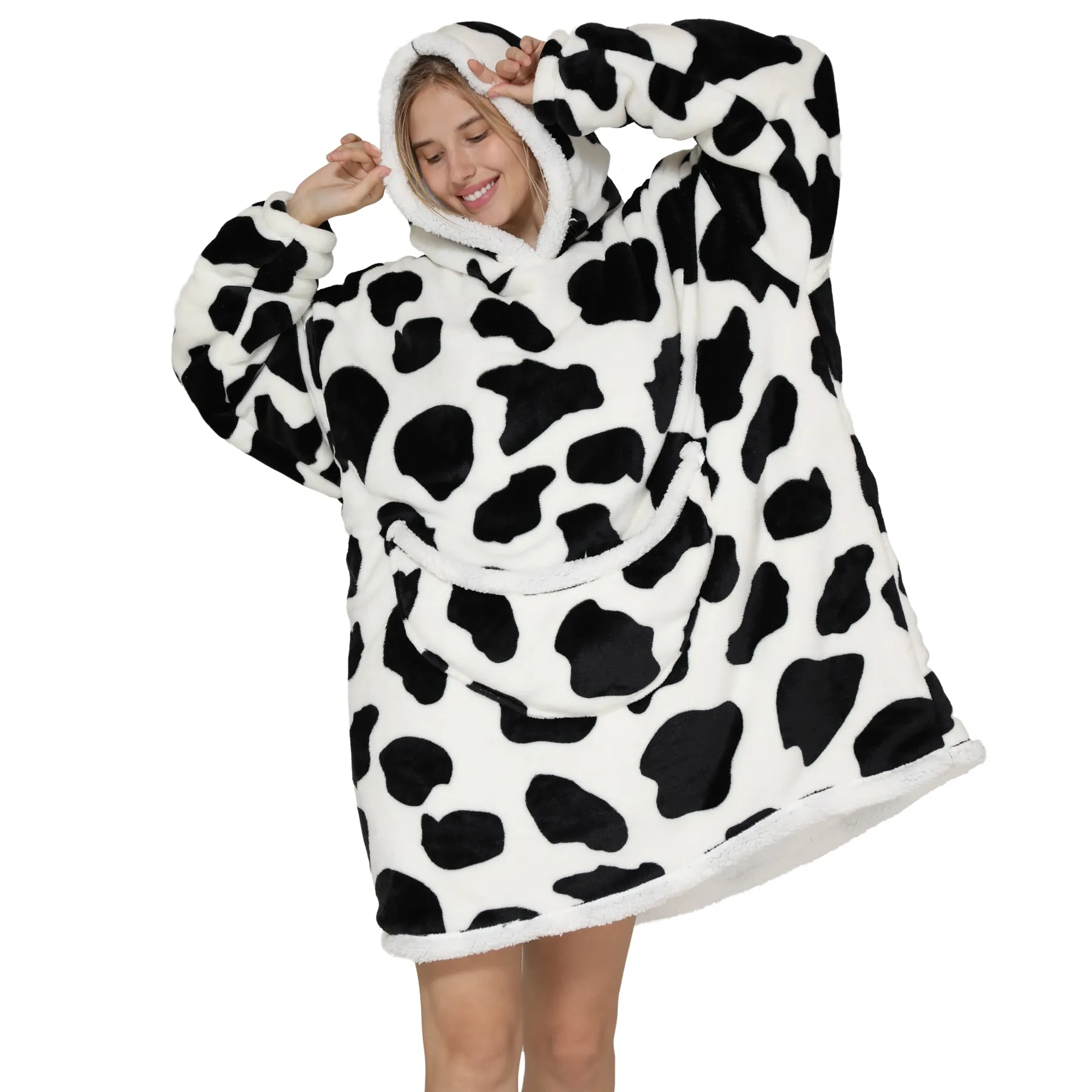 Adults Cheeky Cow Oversized Plush Blanket Hoodie