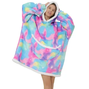Adults Cosmic Pink Unicorn Oversized Plush Blanket Hoodie