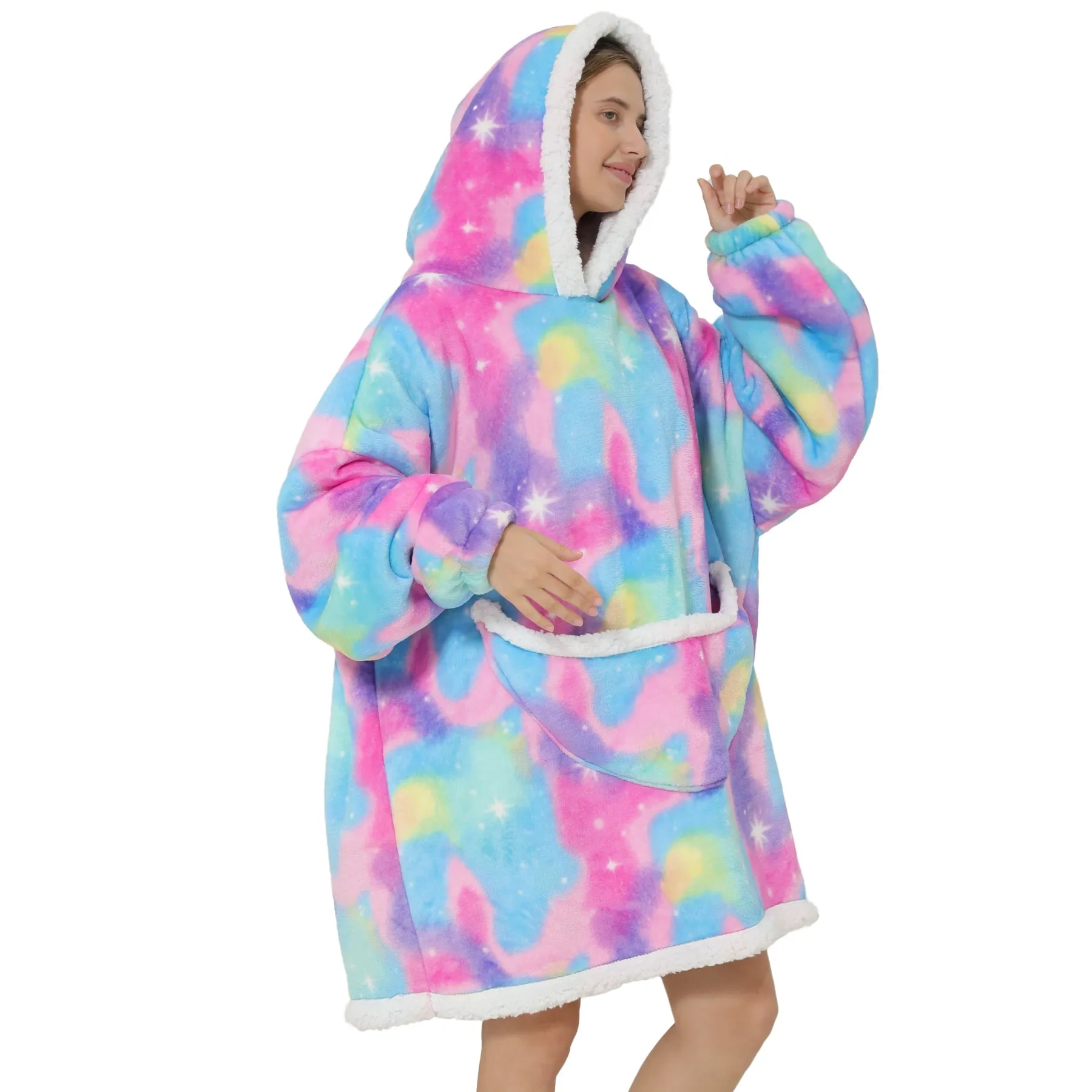 Adults Cosmic Pink Unicorn Oversized Plush Blanket Hoodie