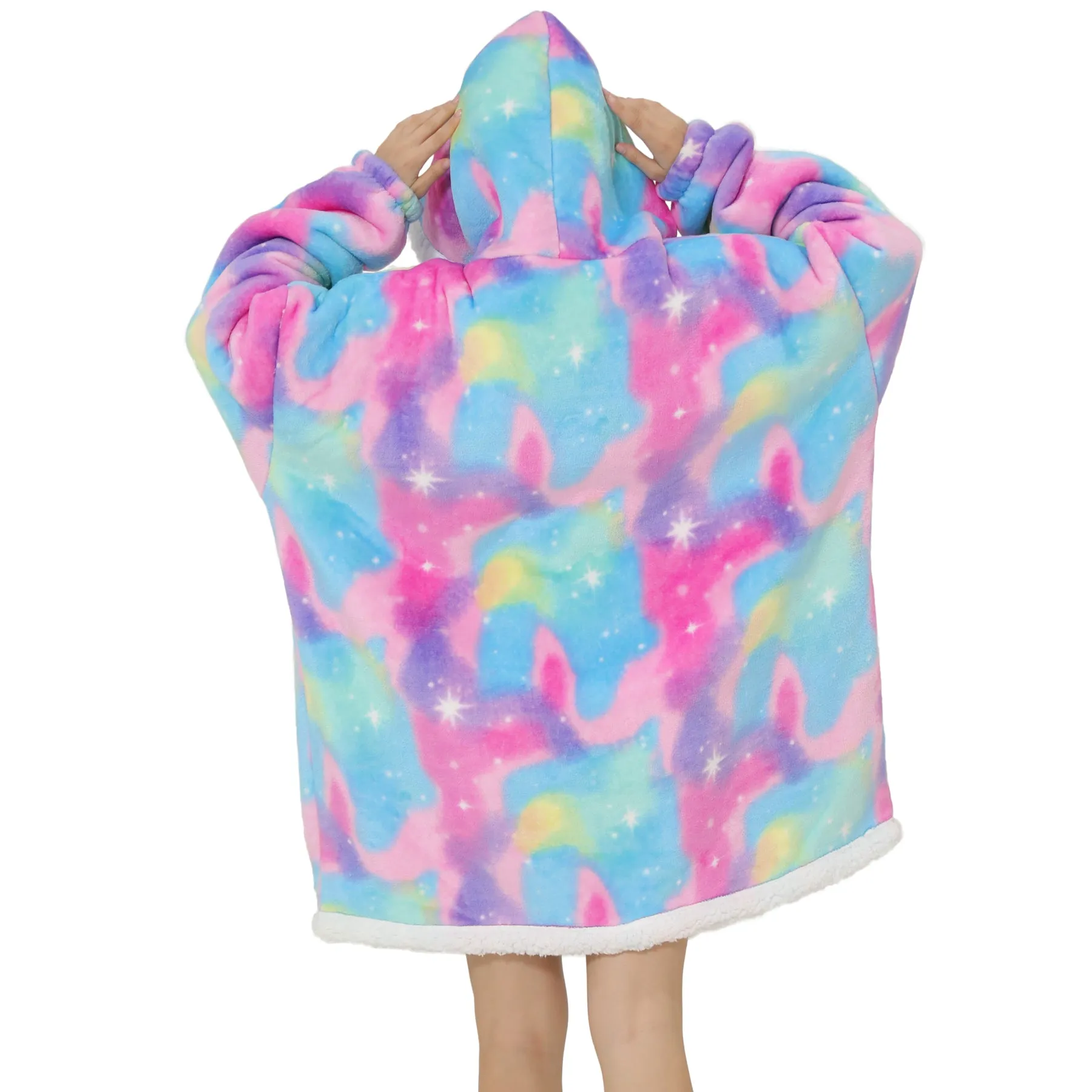 Adults Cosmic Pink Unicorn Oversized Plush Blanket Hoodie