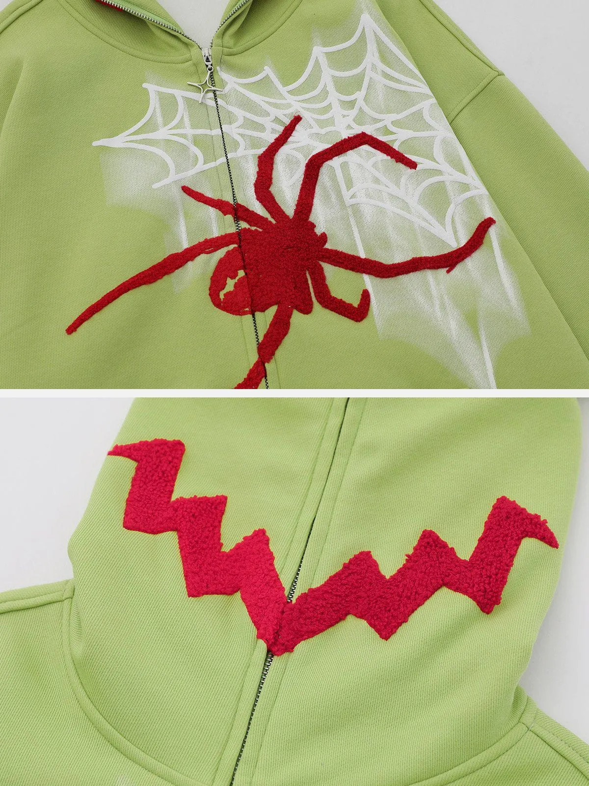 Aelfric Eden Horn Design Flocking Spider Zip Up Hoodie