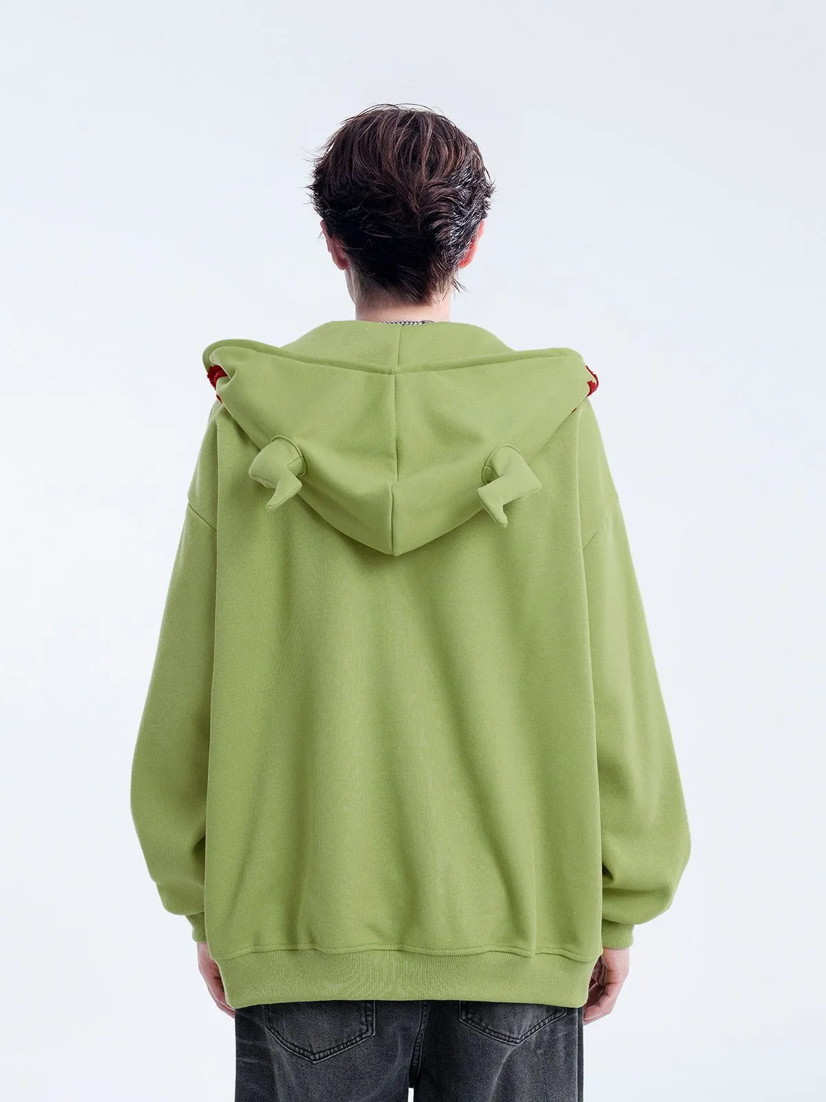 Aelfric Eden Horn Design Flocking Spider Zip Up Hoodie
