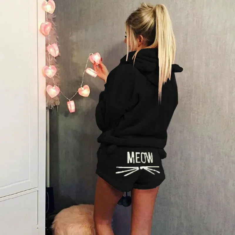 Autumn Winter Women Pajamas Long Sleeve Top And Shorts*