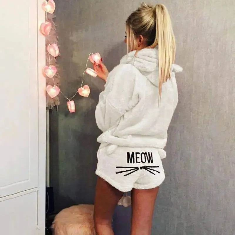 Autumn Winter Women Pajamas Long Sleeve Top And Shorts*