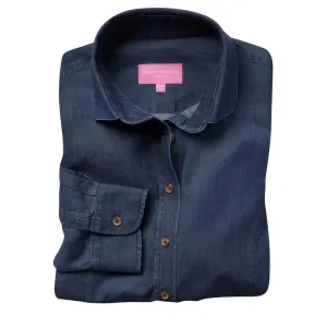 BA144-20 Brook Taverner Womens Banff Long Sleeve Chambray Shirt Navy Size 20