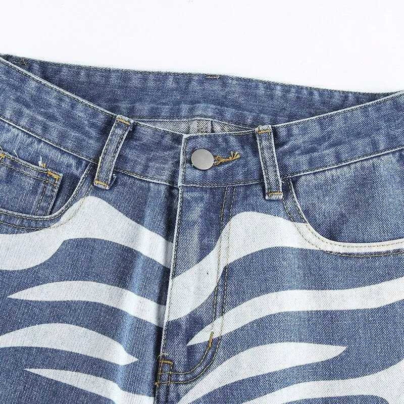 Blue And White Striped Baggy Pants