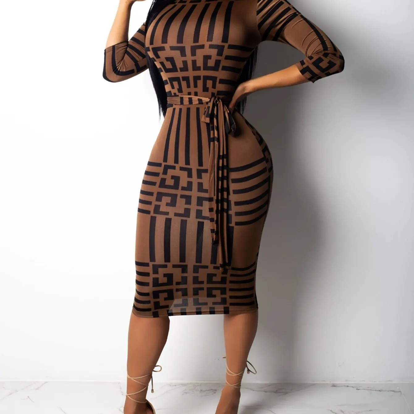 Body con Tie Front Casual Dress