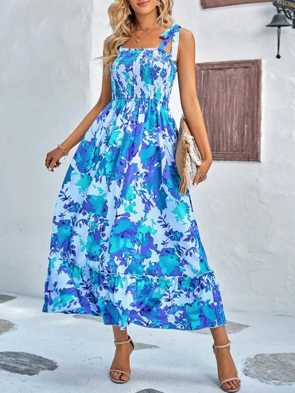 Bohemian Summer Vibes Sleeveless Maxi Dress - Women's Trendy Print Fashion