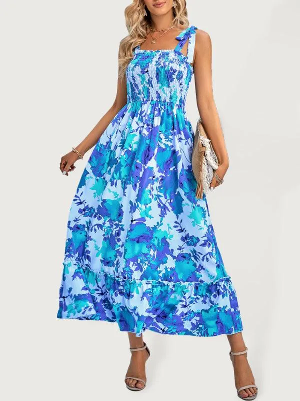 Bohemian Summer Vibes Sleeveless Maxi Dress - Women's Trendy Print Fashion