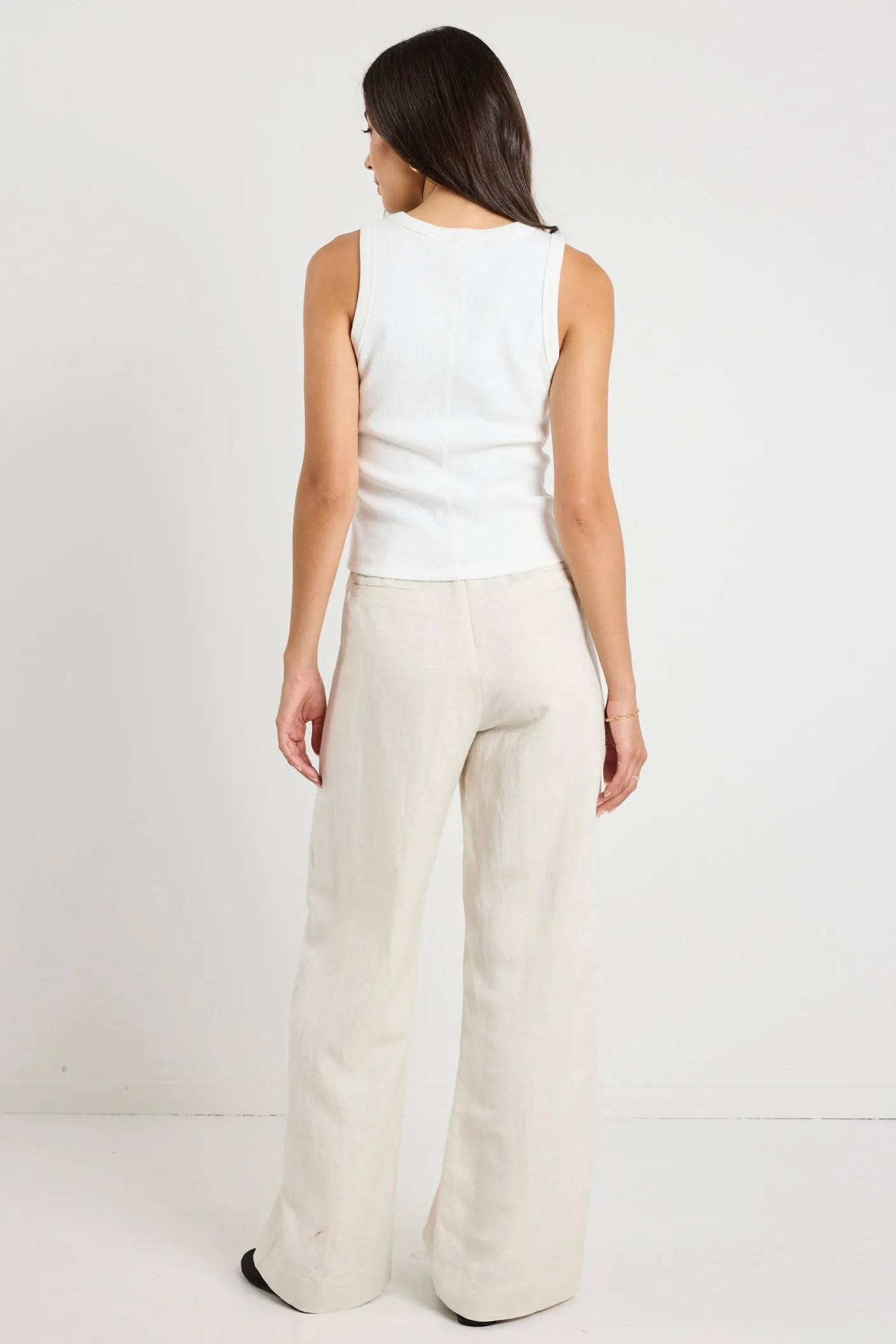Boulevard Natural Linen Viscose Wide Leg Pants