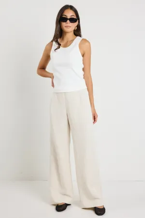 Boulevard Natural Linen Viscose Wide Leg Pants