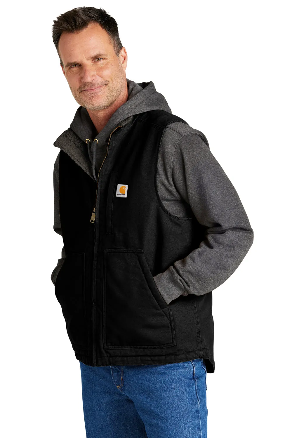 Carhartt Mens Sherpa Lined Mock Neck Full Zip Vest - Black