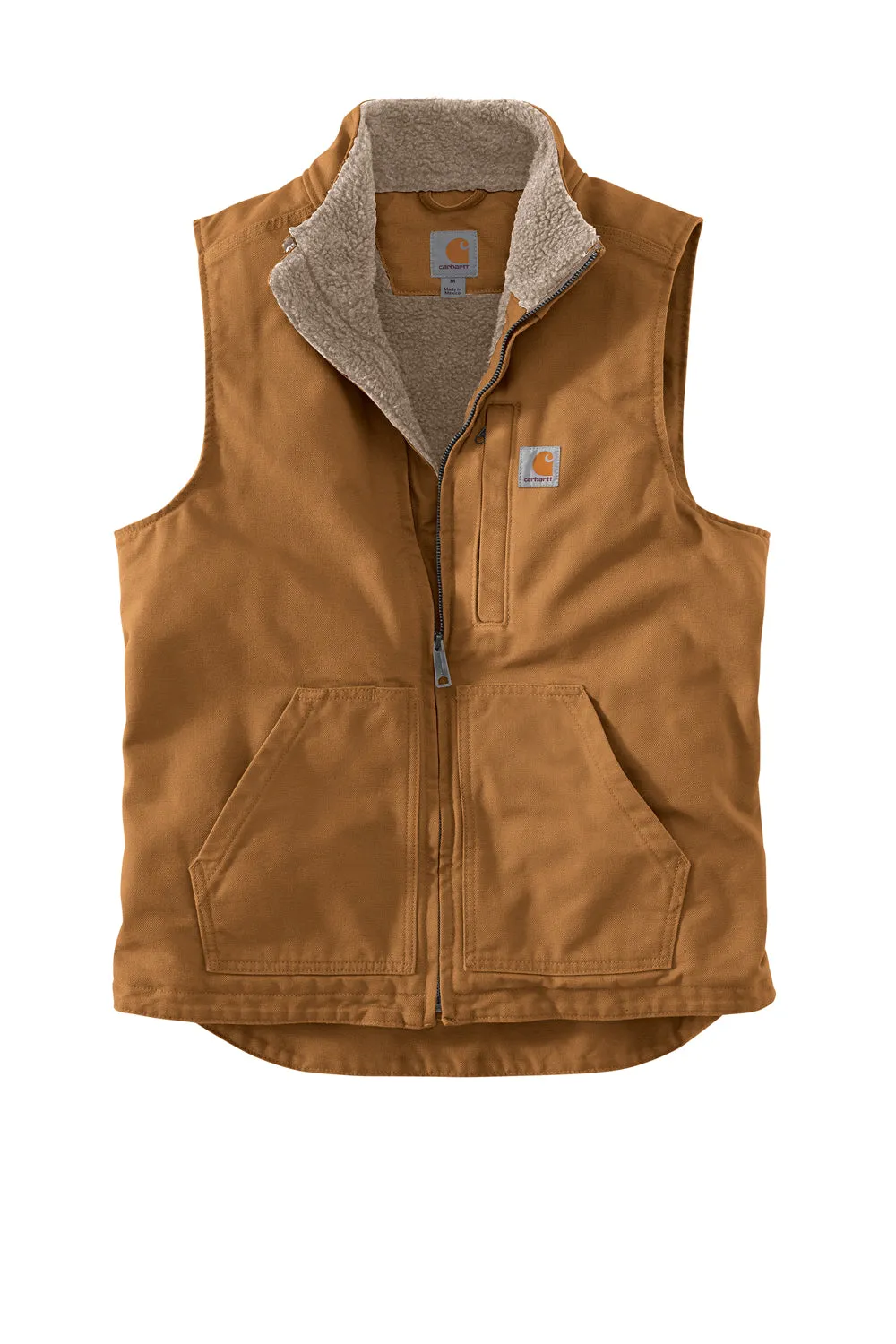 Carhartt Mens Sherpa Lined Mock Neck Full Zip Vest - Carhartt Brown
