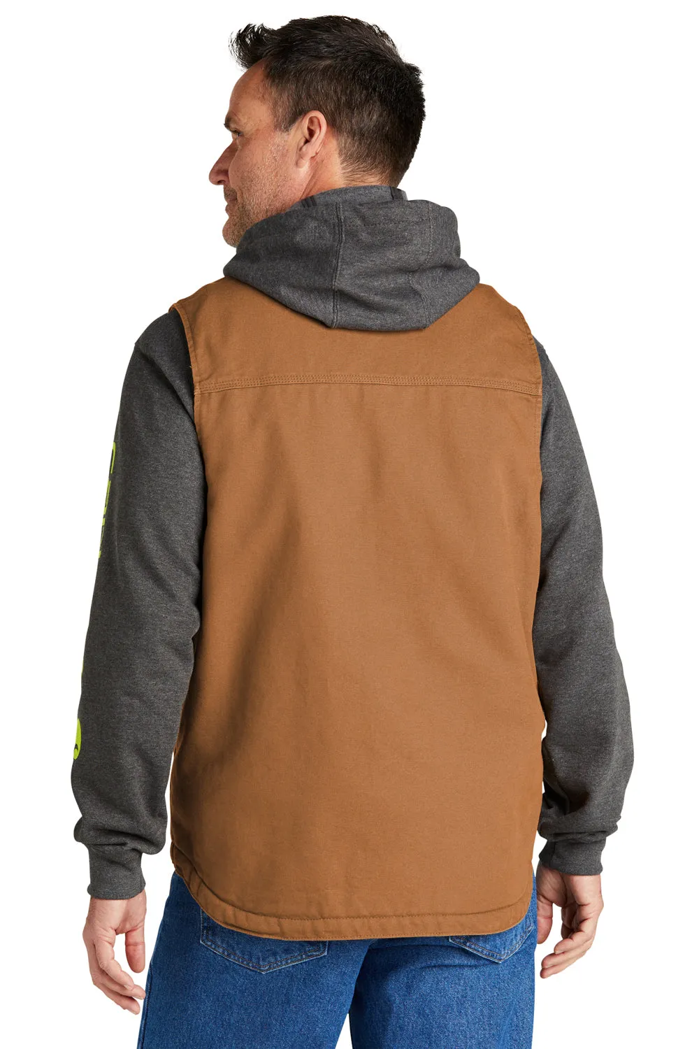 Carhartt Mens Sherpa Lined Mock Neck Full Zip Vest - Carhartt Brown