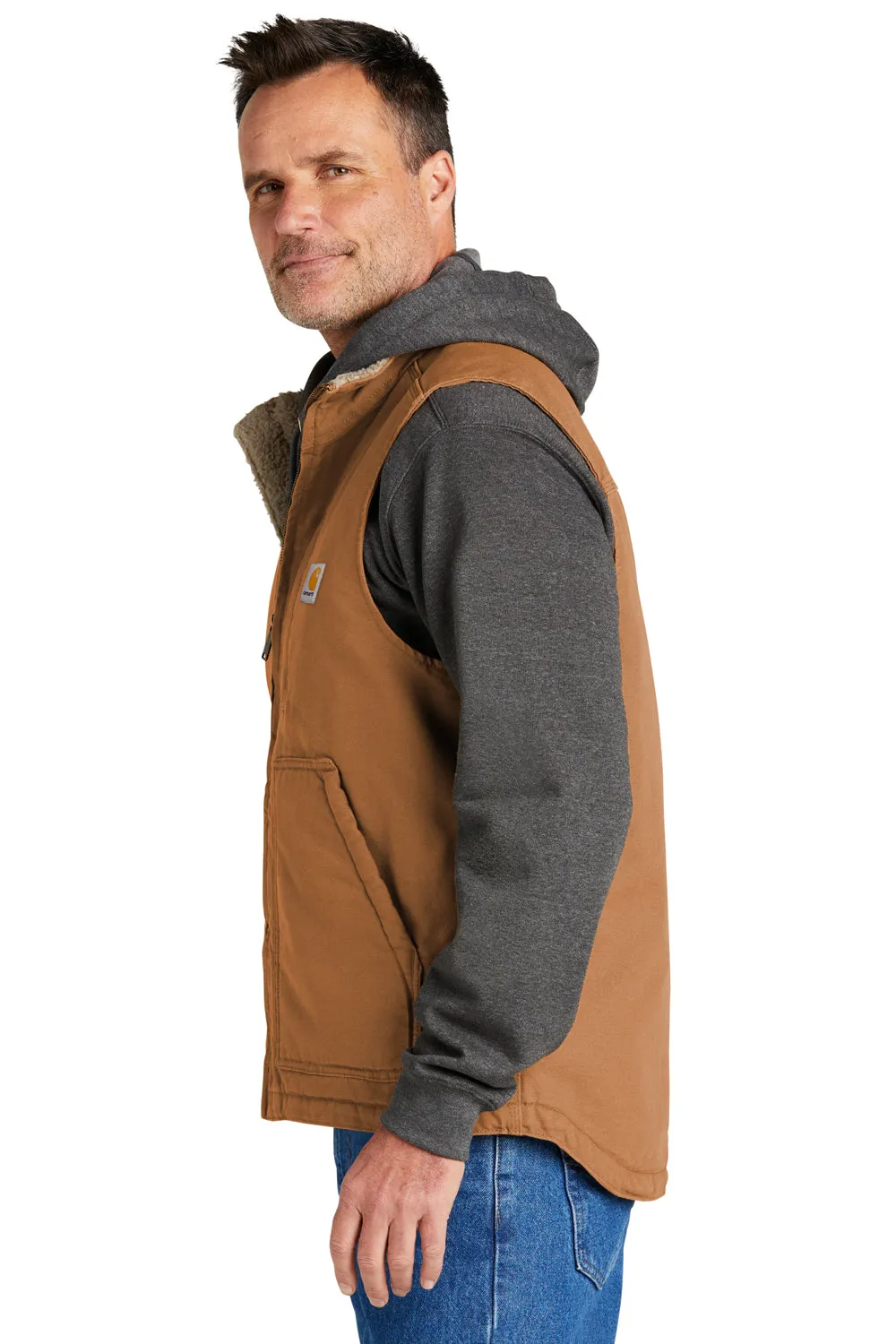 Carhartt Mens Sherpa Lined Mock Neck Full Zip Vest - Carhartt Brown