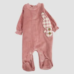 Checkered Bunny Long-Sleeved Baby Footie