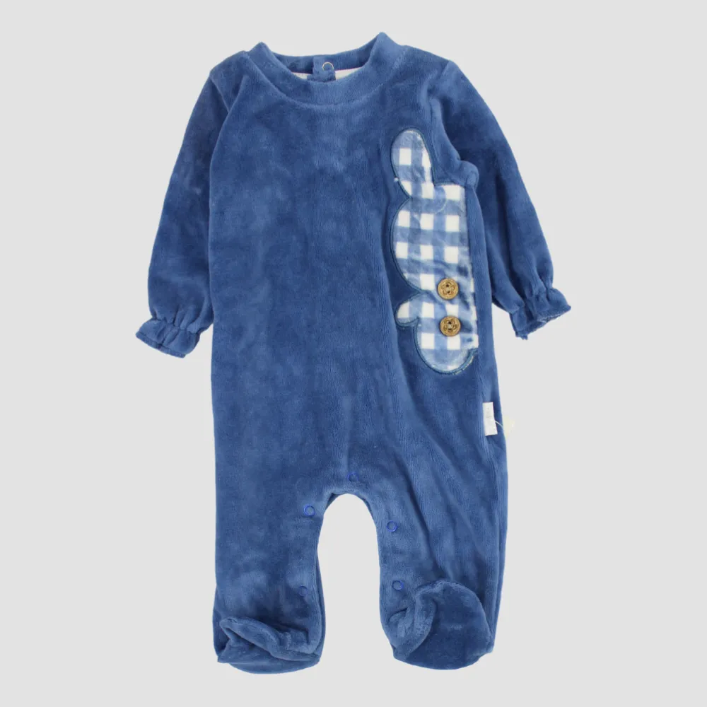 Checkered Bunny Long-Sleeved Baby Footie