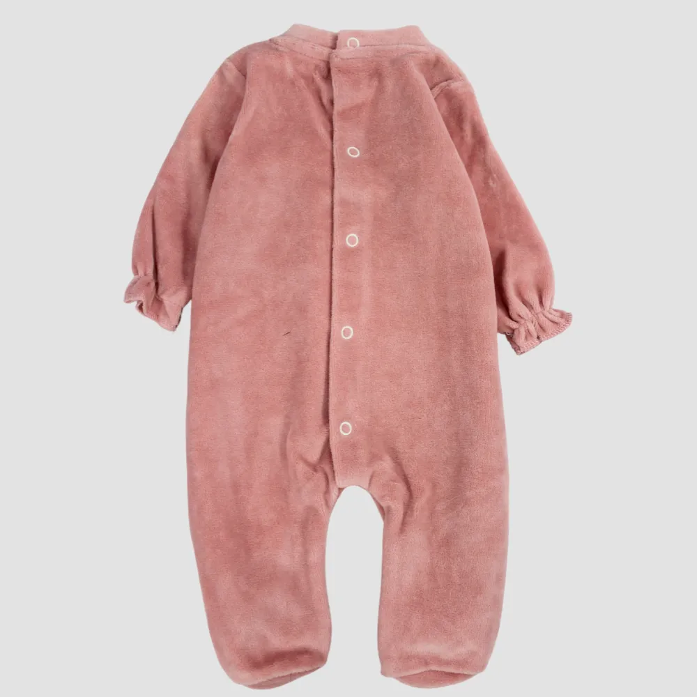 Checkered Bunny Long-Sleeved Baby Footie
