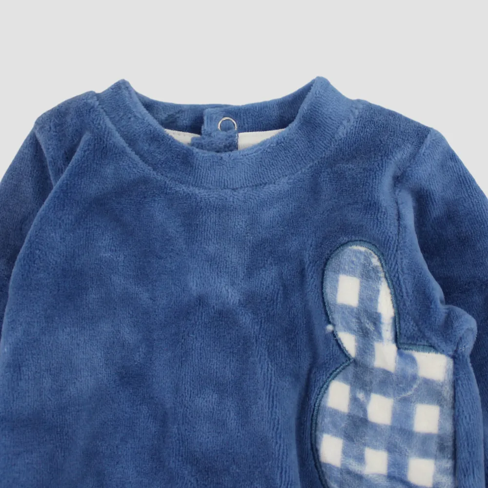 Checkered Bunny Long-Sleeved Baby Footie