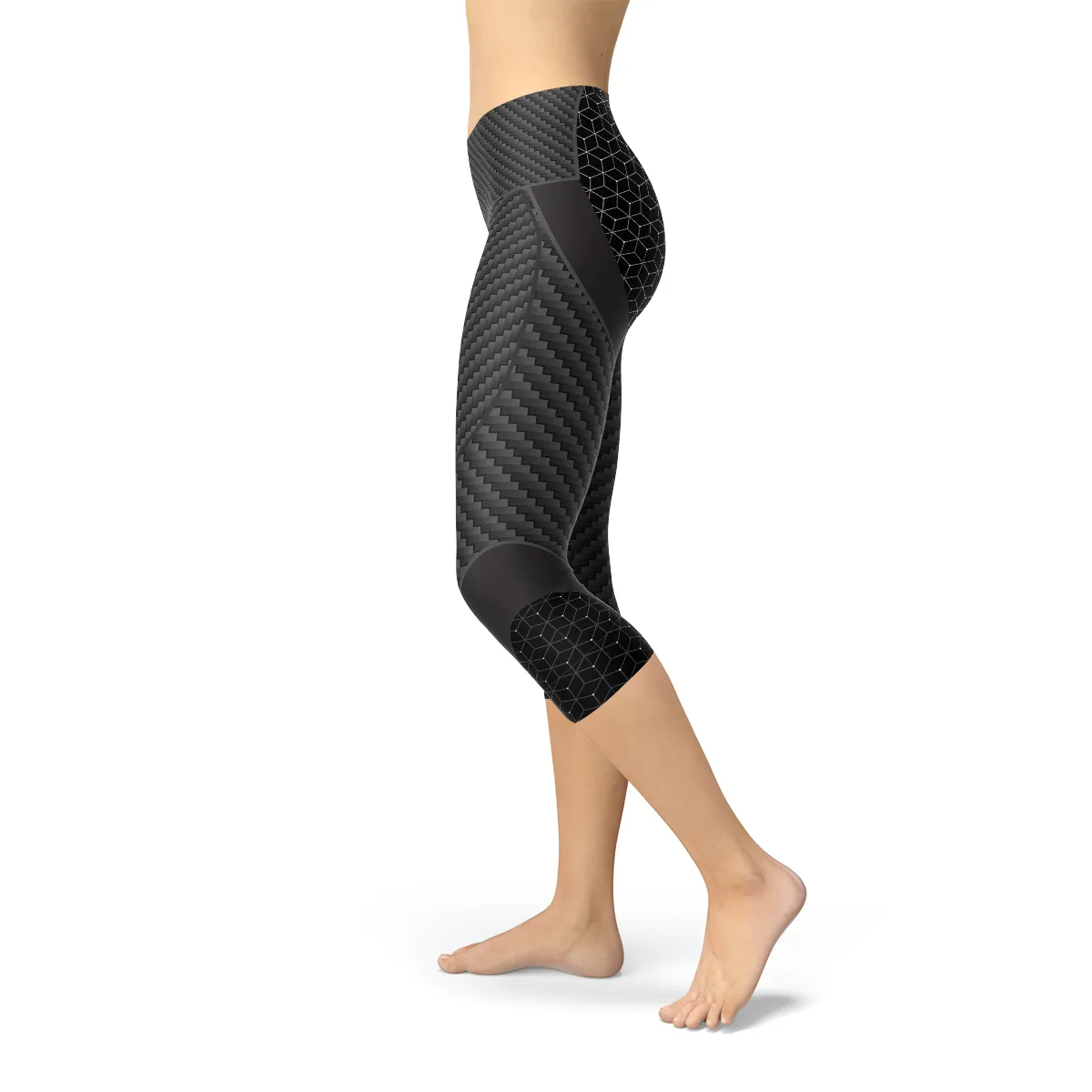 Chic Carbon Fiber Inspired Women's Capri Tights