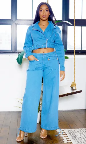 Chic Denim | Belted Set - Dark Blue FINAL SALE