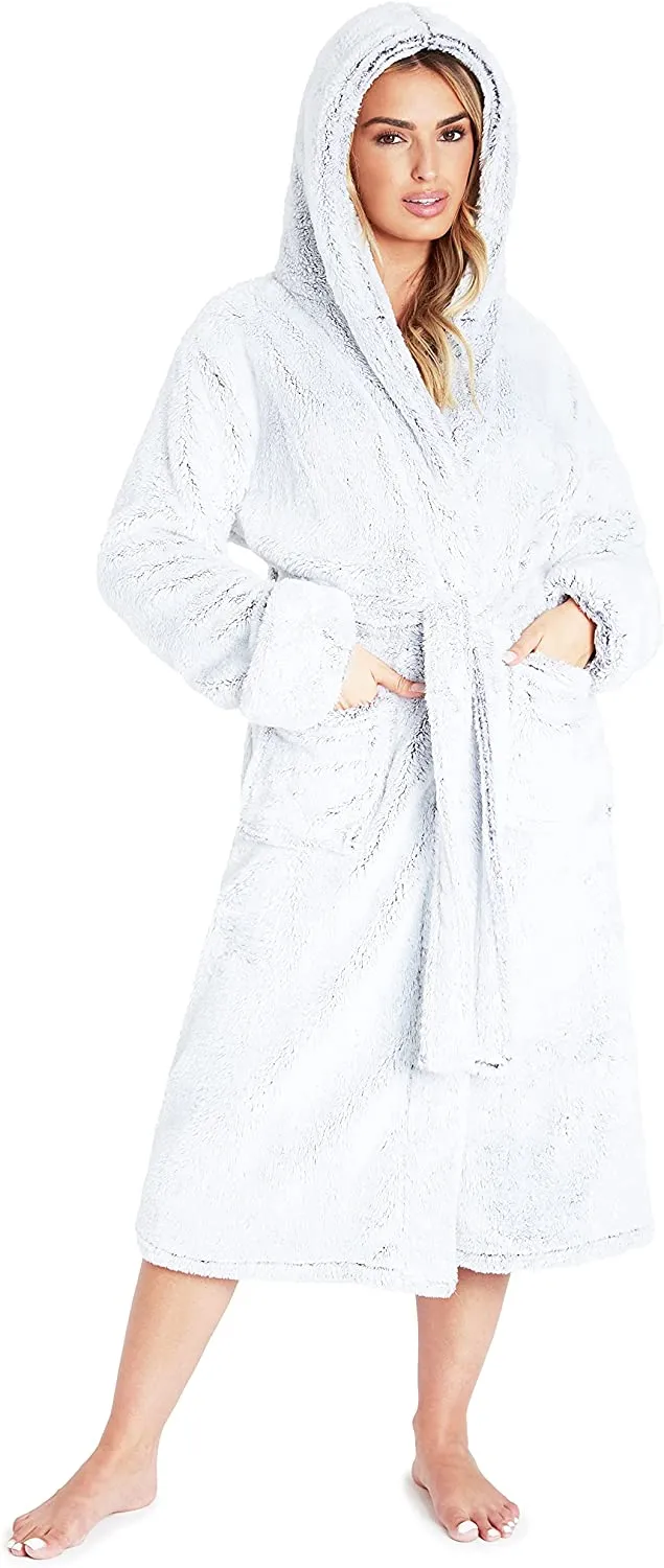 CityComfort Dressing Gown Women with Hood - Luxurious Fluffy Ladies Dressing Gown in Super Soft Fleece