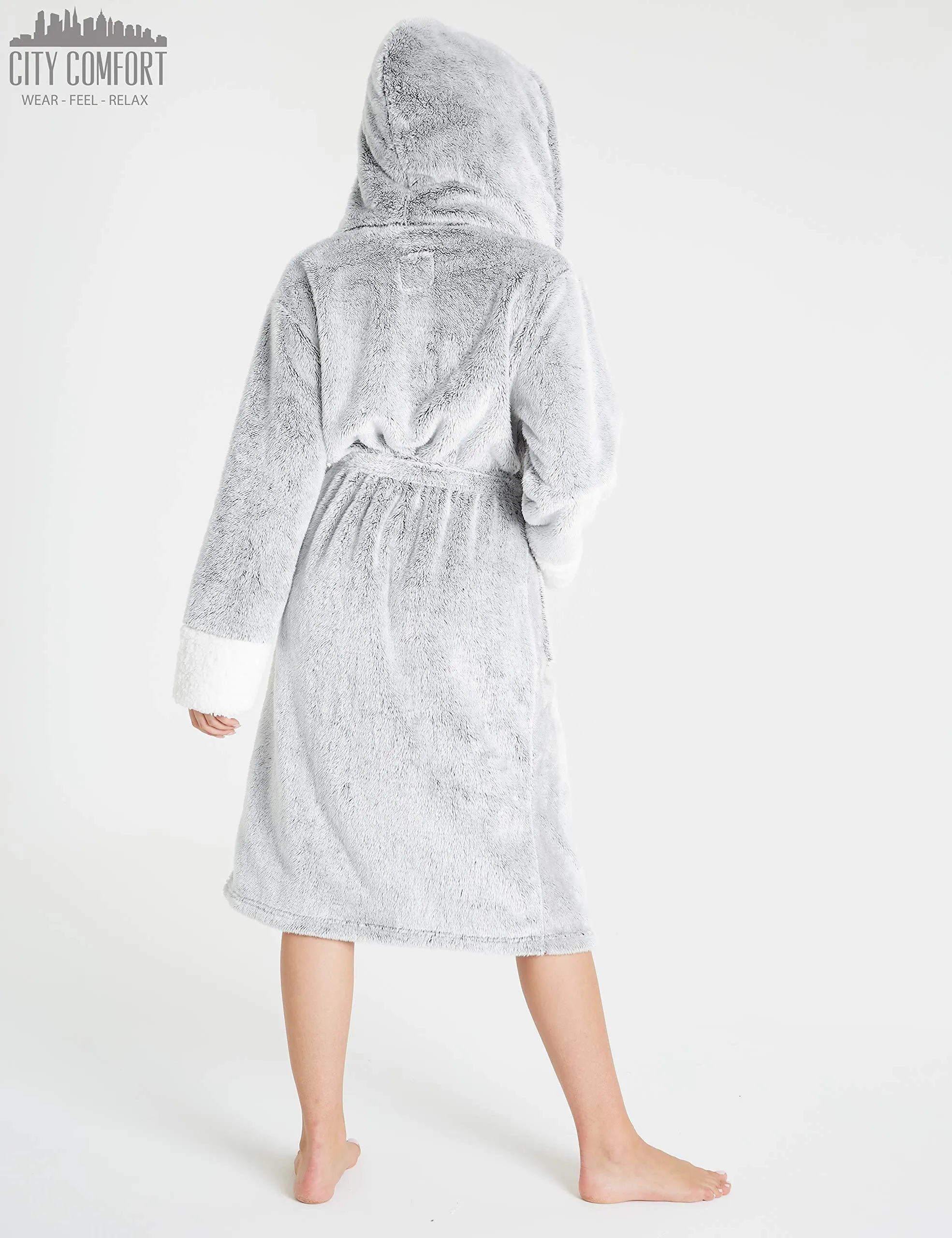 CityComfort Super Soft Fleece Hooded Dressing Gown for Women