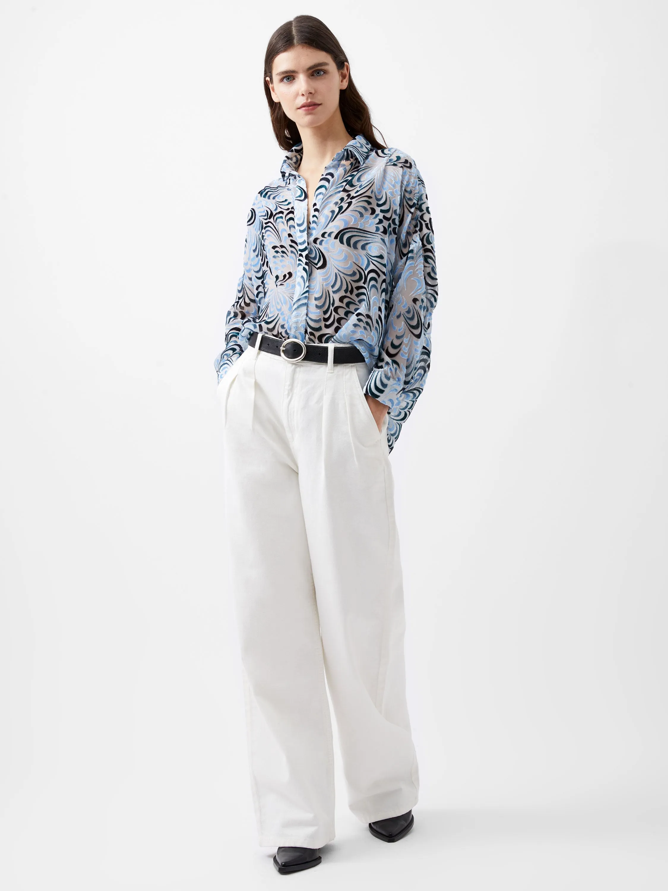Diandra Devore V-Neck Button Through Popover Shirt