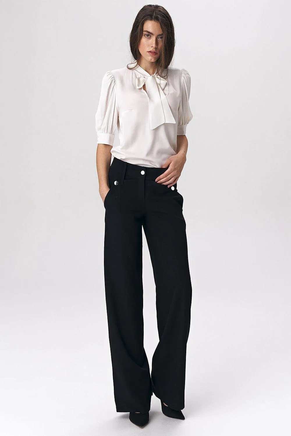 Elegant Black Palazzo Trousers for Women by Nife