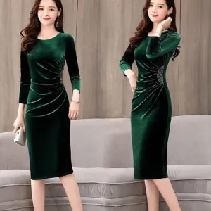 Elegant Long Sleeve Trendy Korean Evening Party Dress