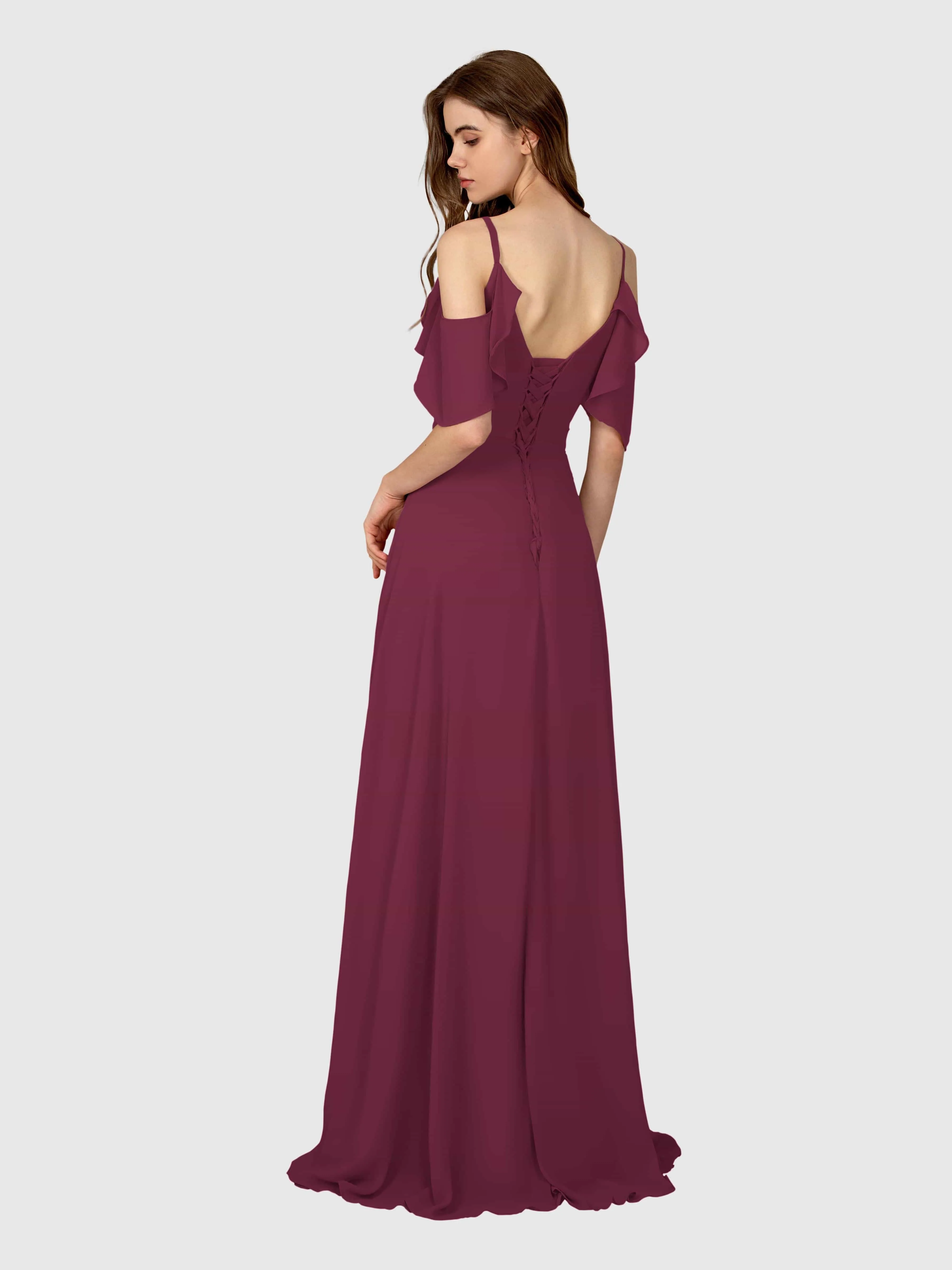 Evelyn Trendy Ruched Draped Sleeves Bridesmaid Dresses