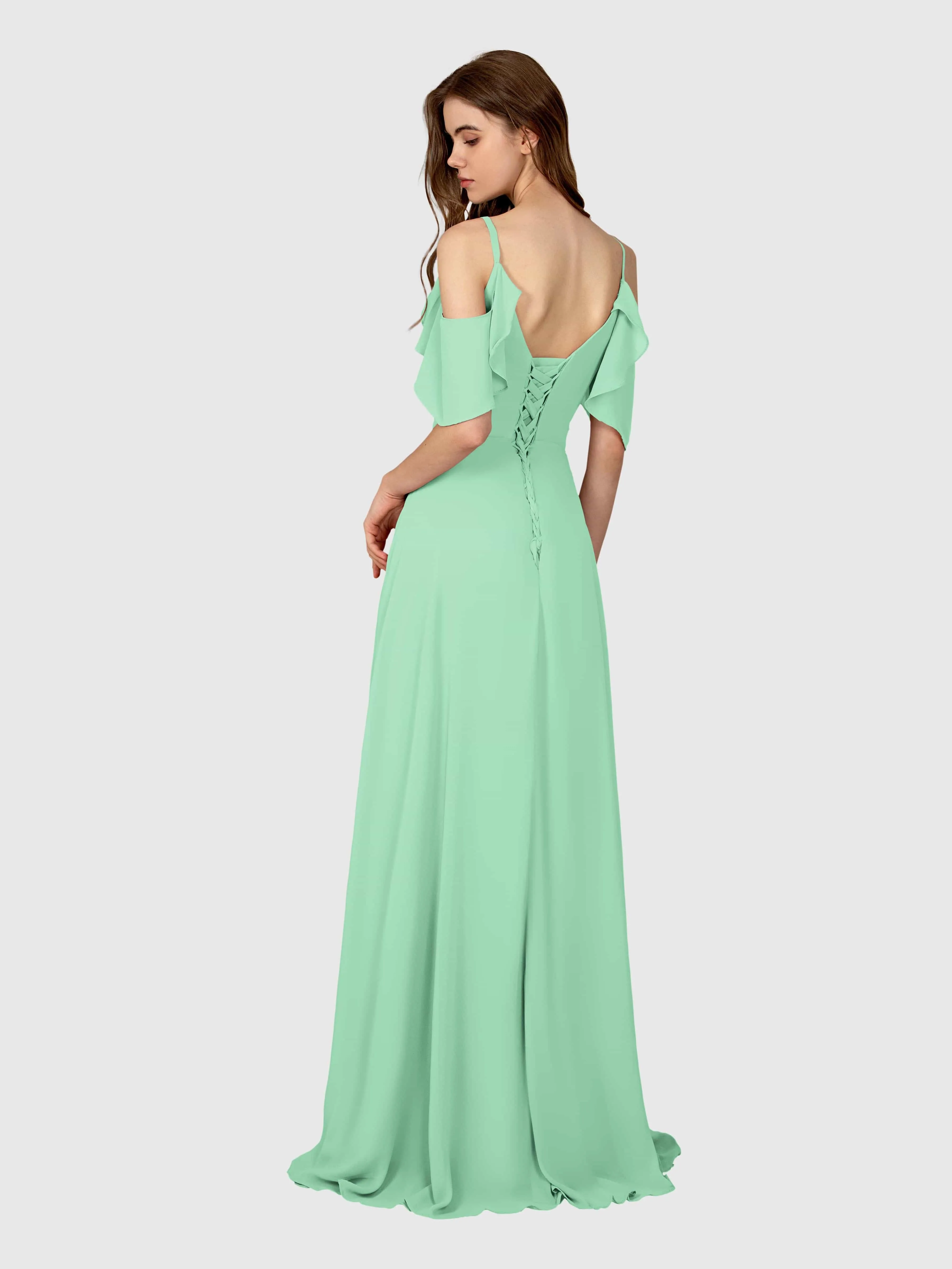 Evelyn Trendy Ruched Draped Sleeves Bridesmaid Dresses