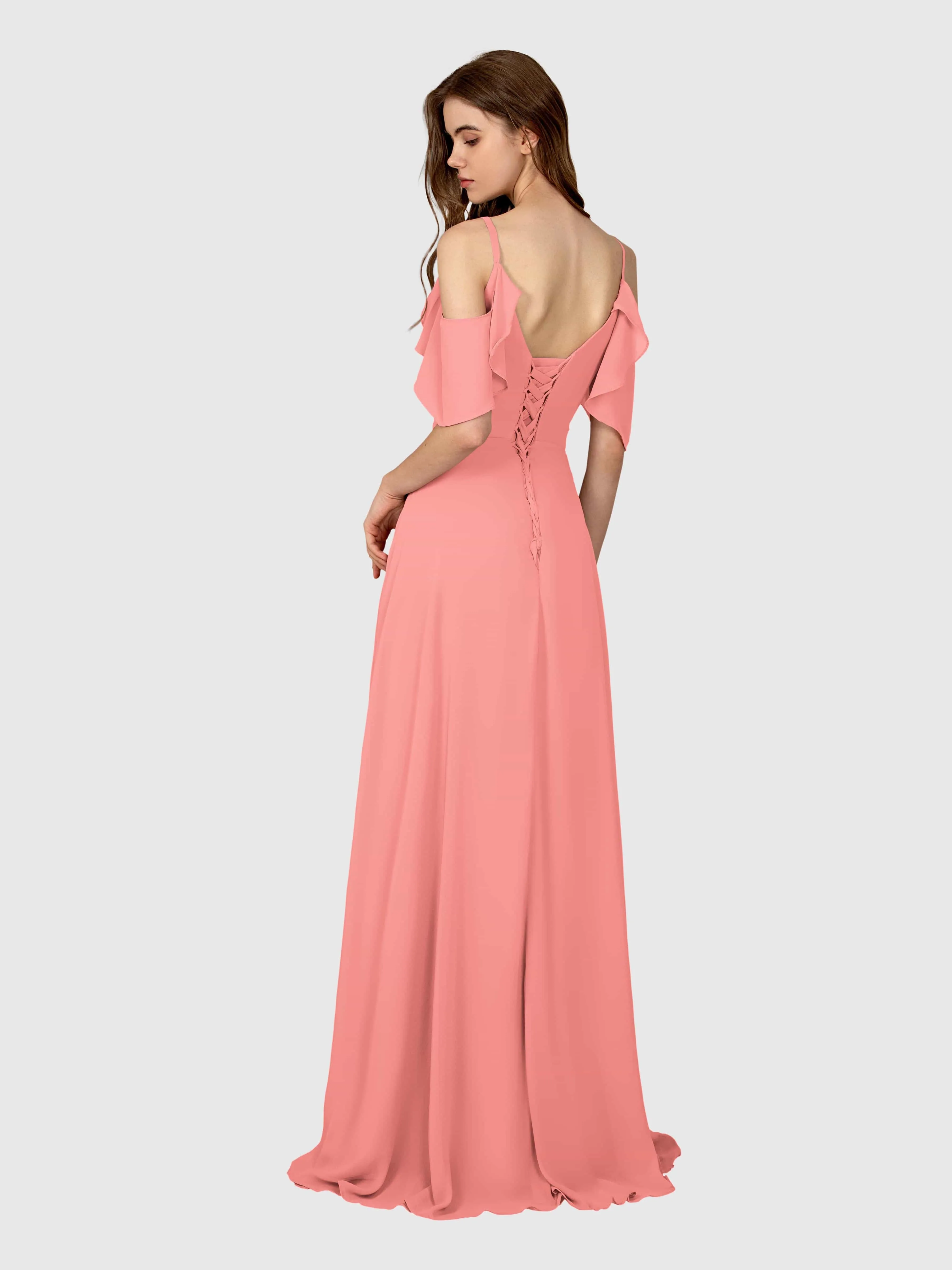 Evelyn Trendy Ruched Draped Sleeves Bridesmaid Dresses