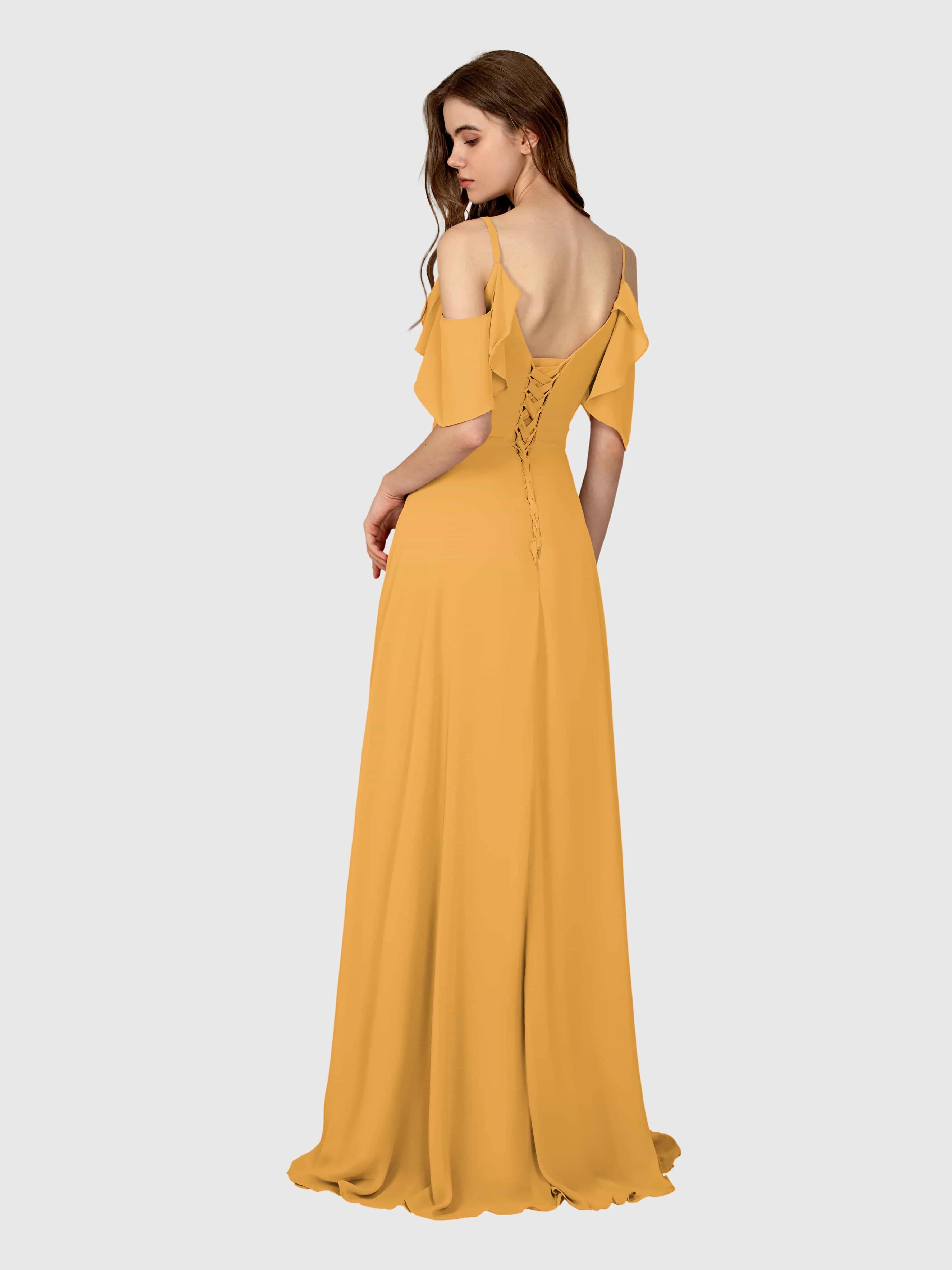 Evelyn Trendy Ruched Draped Sleeves Bridesmaid Dresses