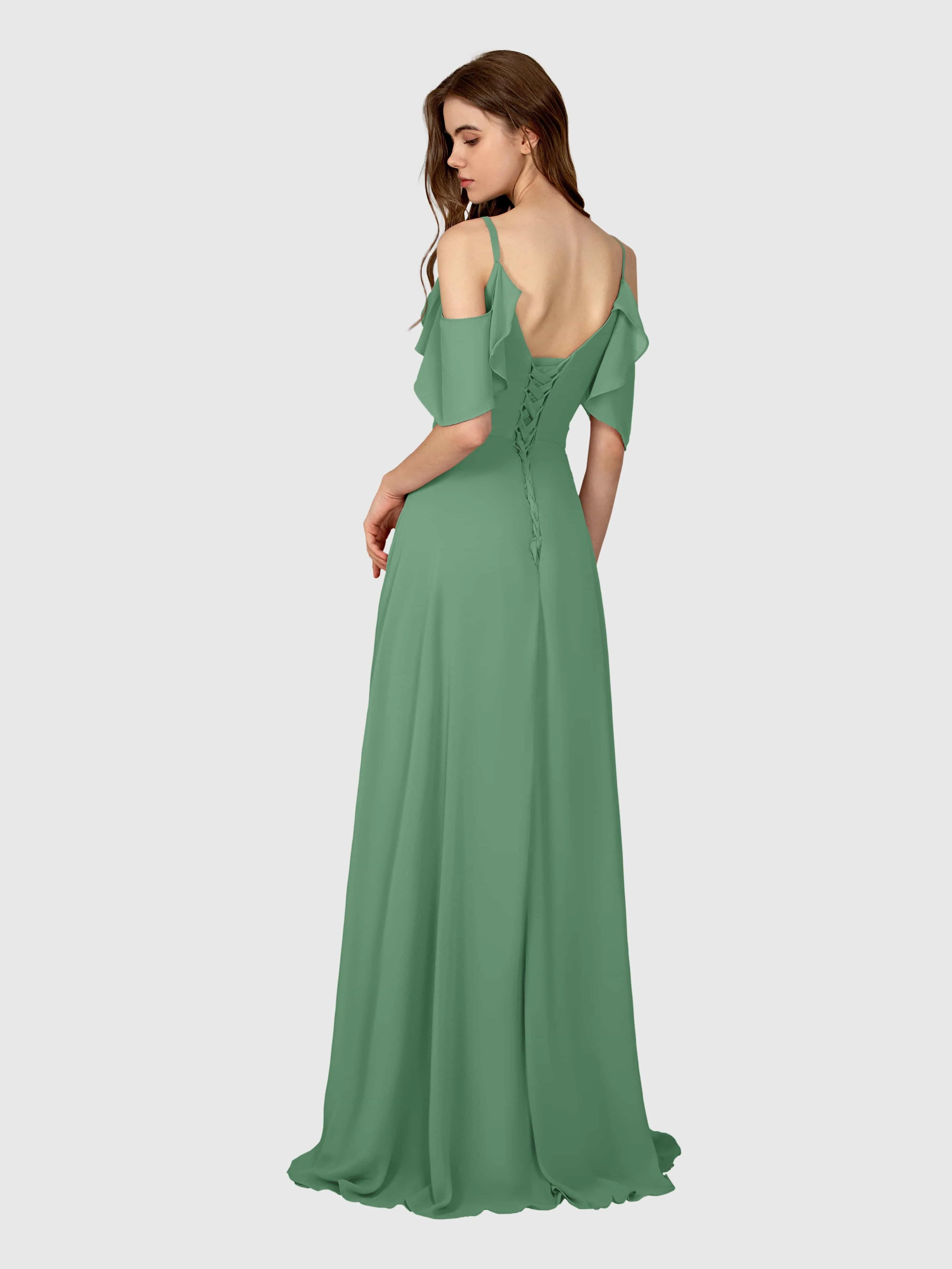 Evelyn Trendy Ruched Draped Sleeves Bridesmaid Dresses