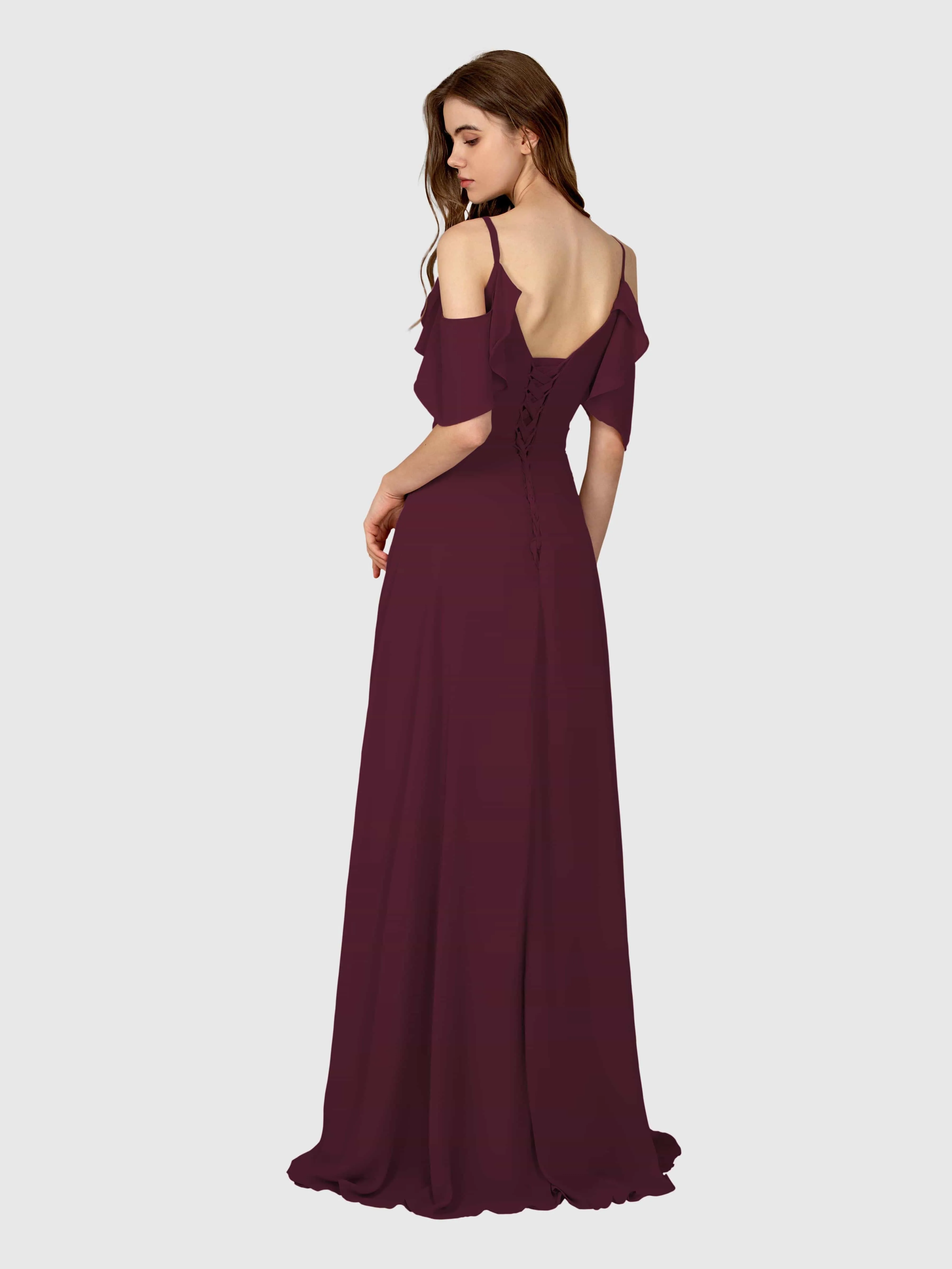 Evelyn Trendy Ruched Draped Sleeves Bridesmaid Dresses