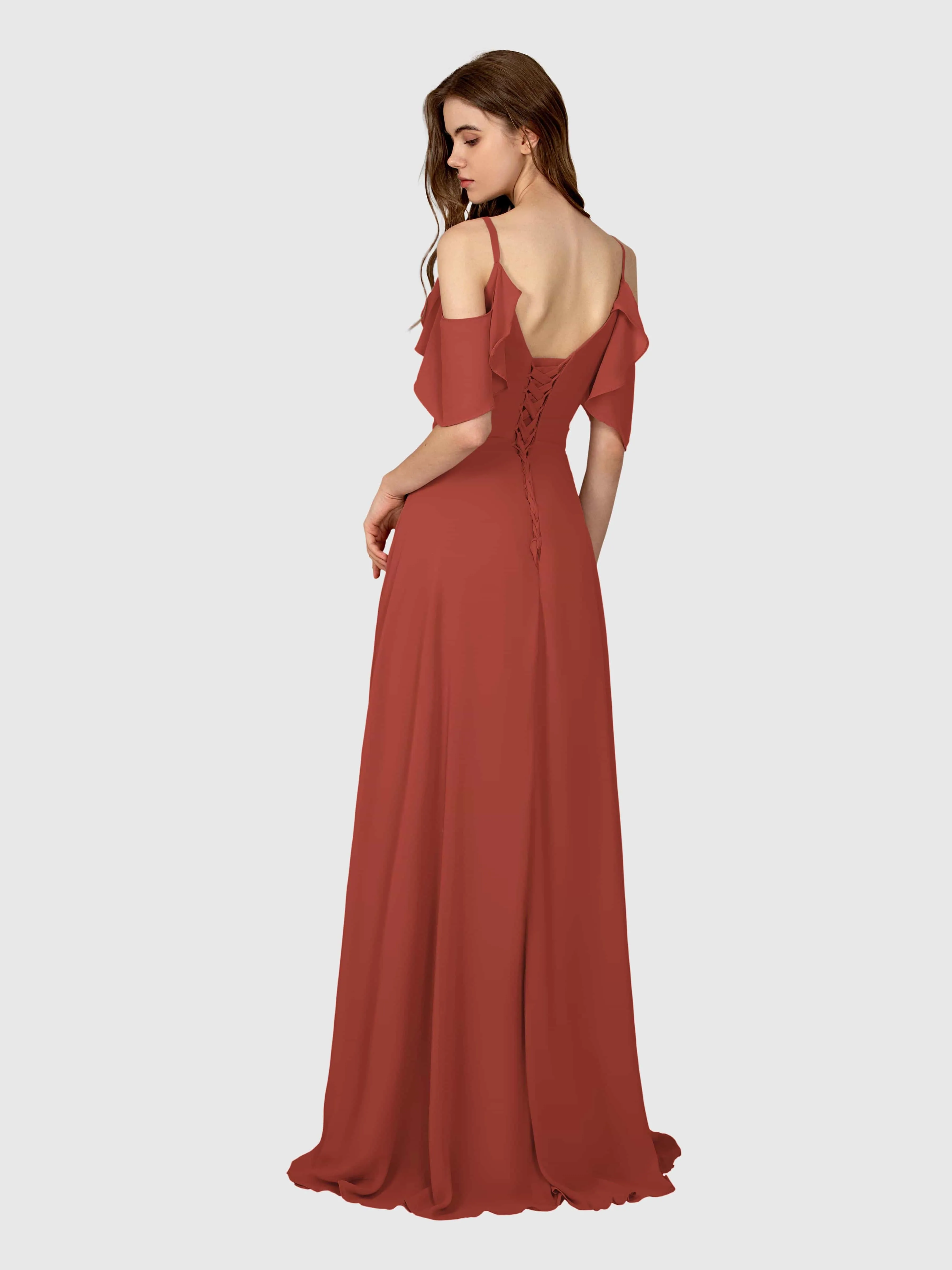 Evelyn Trendy Ruched Draped Sleeves Bridesmaid Dresses