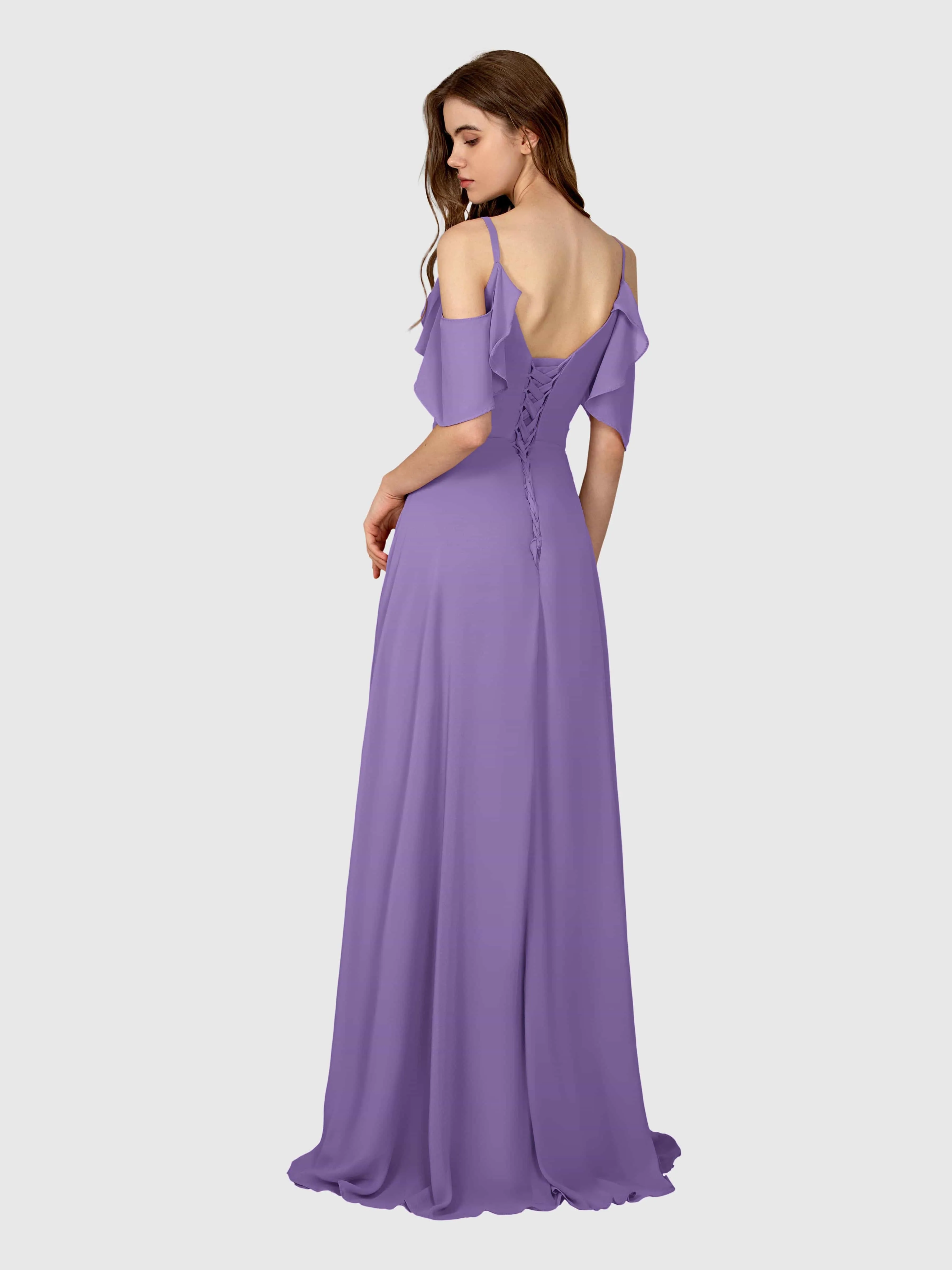 Evelyn Trendy Ruched Draped Sleeves Bridesmaid Dresses