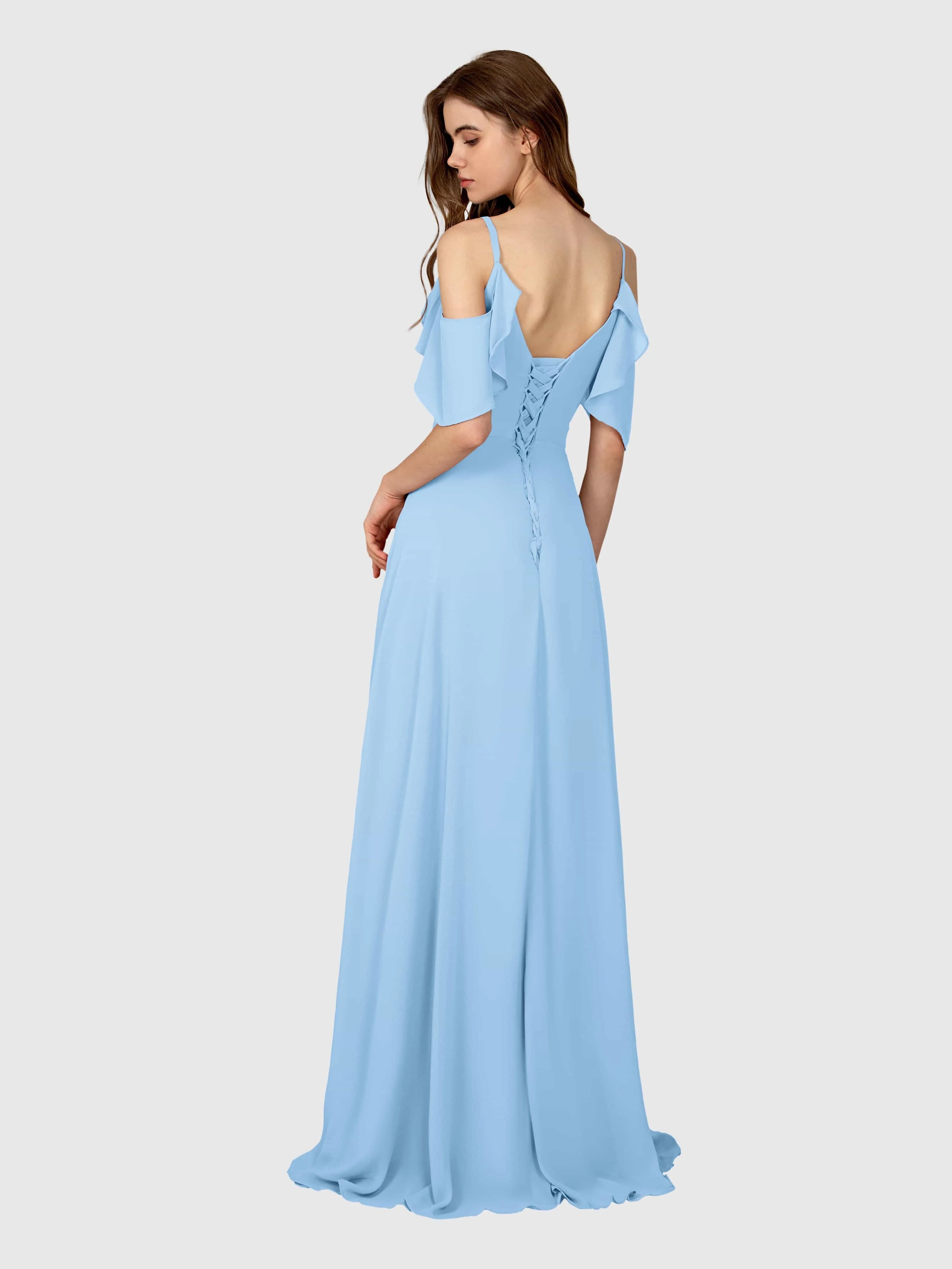 Evelyn Trendy Ruched Draped Sleeves Bridesmaid Dresses