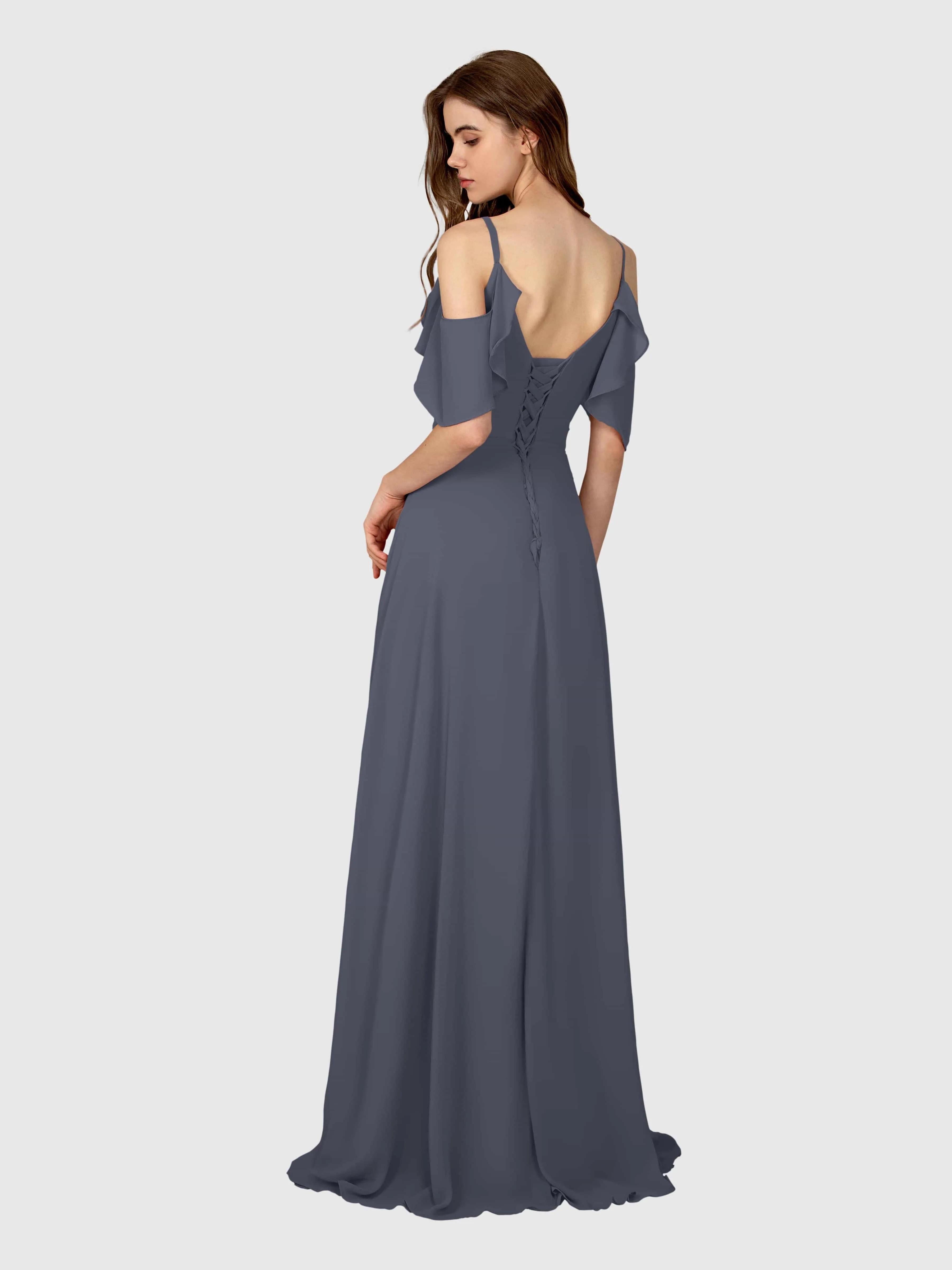 Evelyn Trendy Ruched Draped Sleeves Bridesmaid Dresses