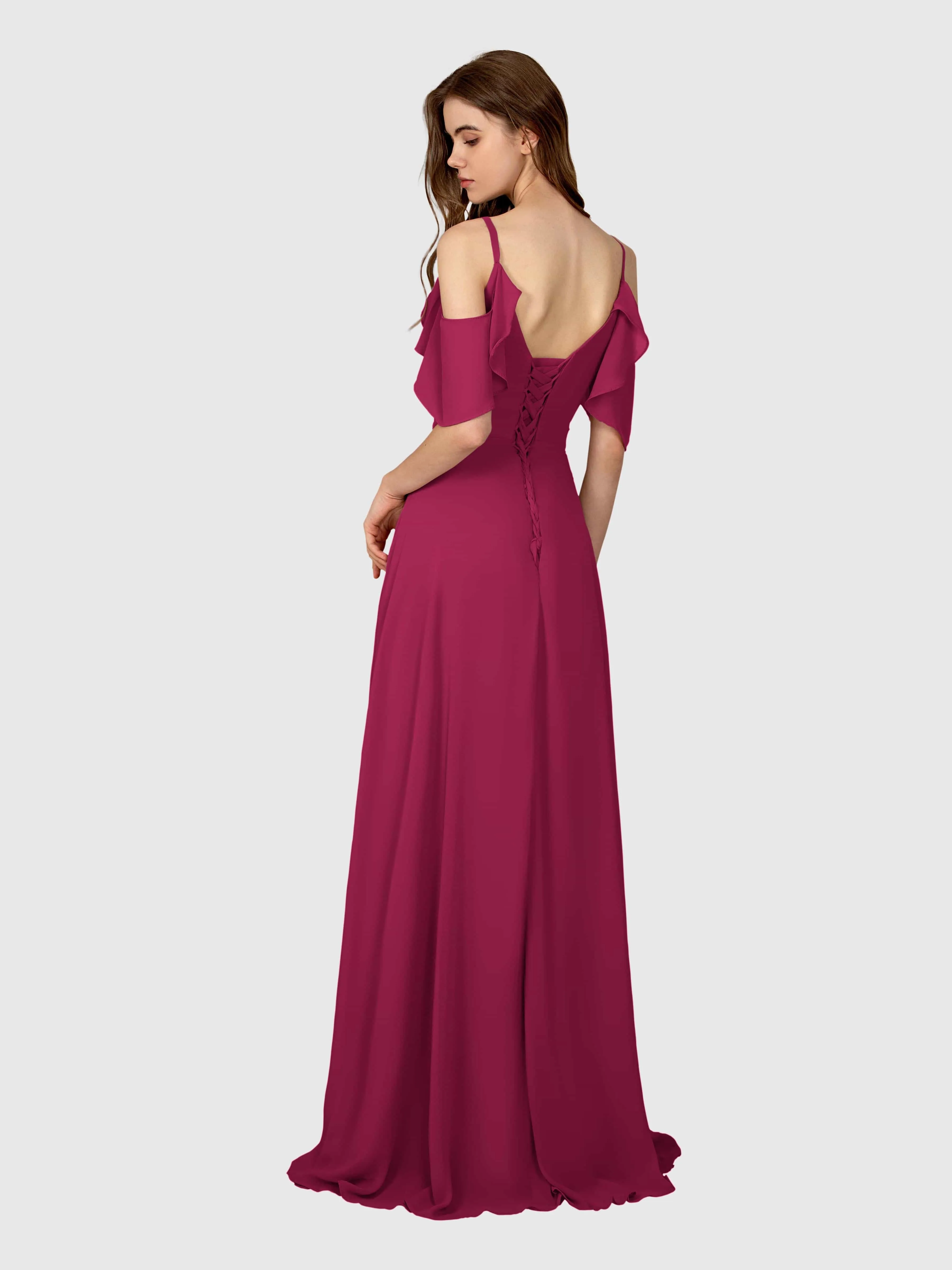 Evelyn Trendy Ruched Draped Sleeves Bridesmaid Dresses