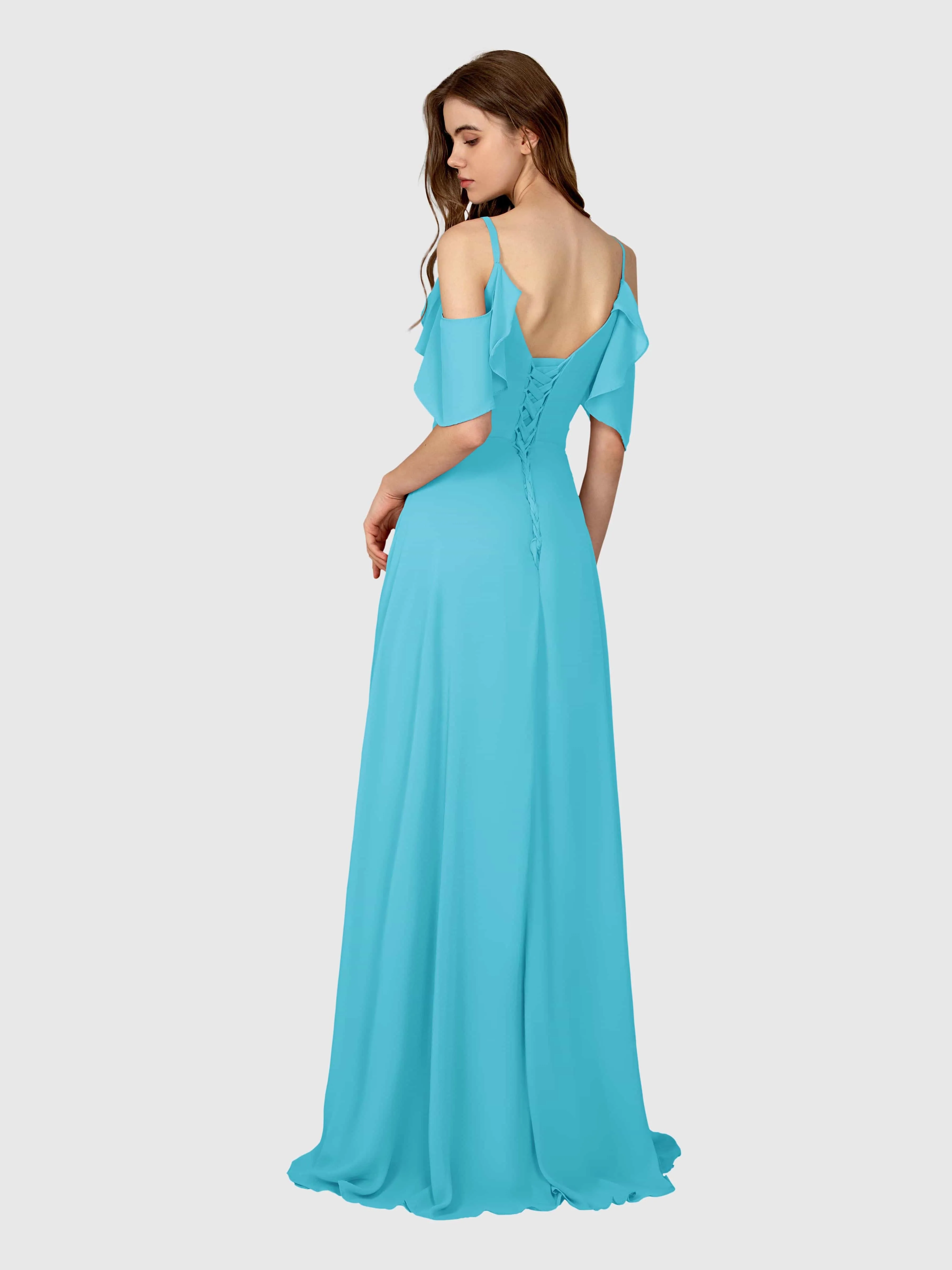 Evelyn Trendy Ruched Draped Sleeves Bridesmaid Dresses