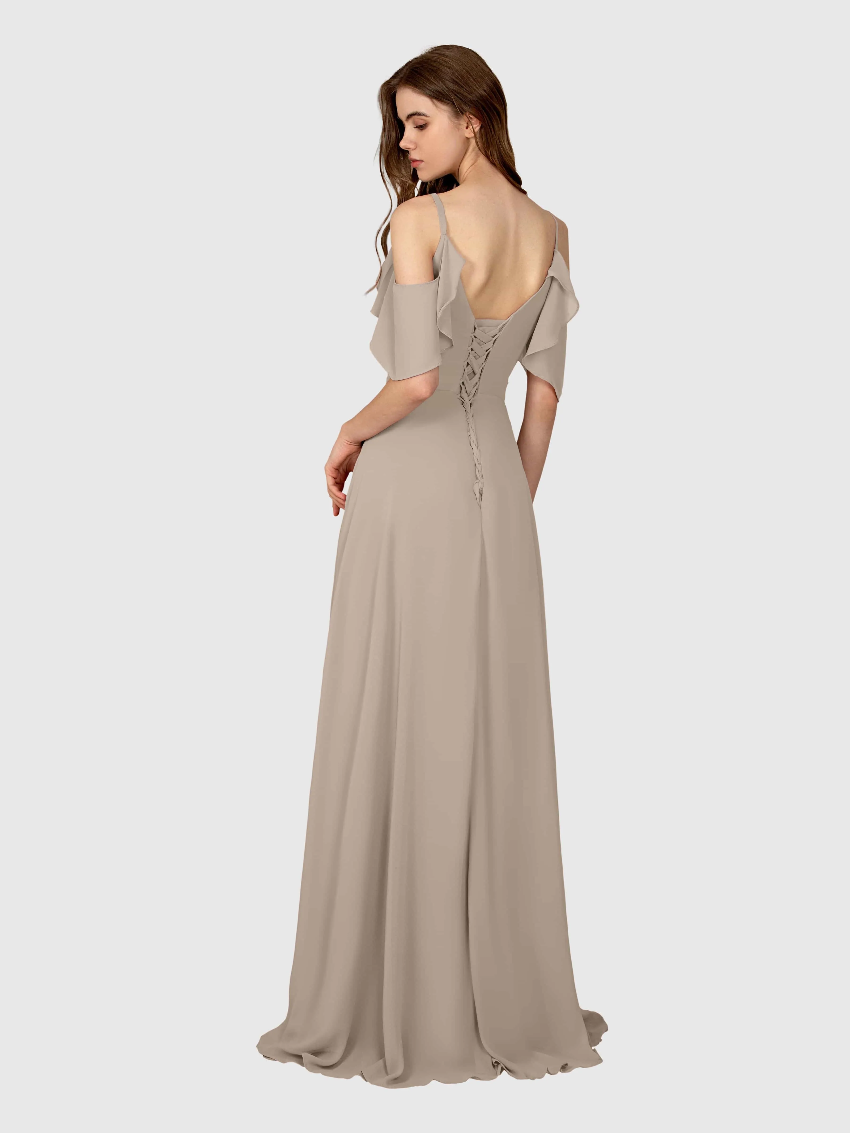 Evelyn Trendy Ruched Draped Sleeves Bridesmaid Dresses