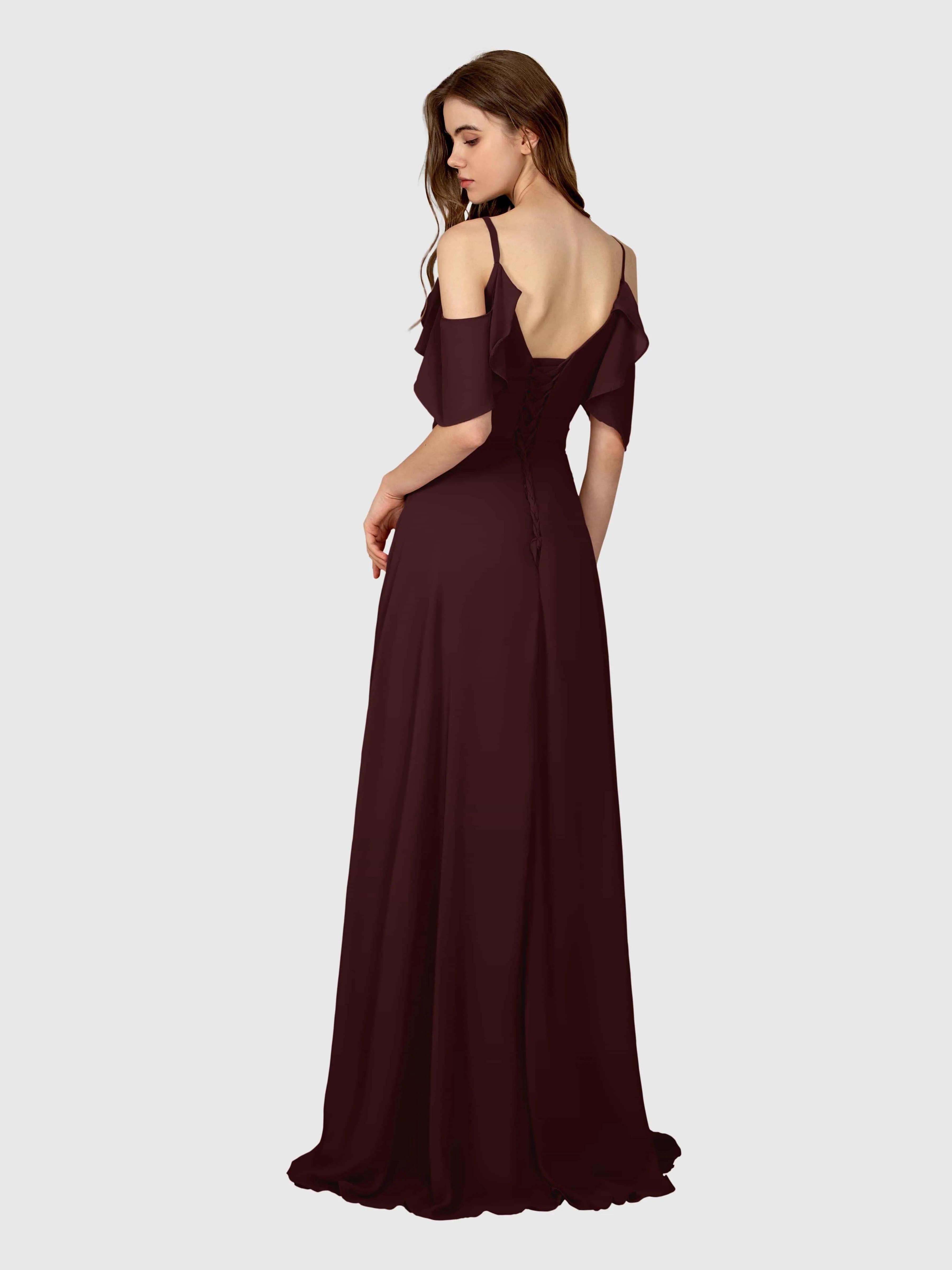 Evelyn Trendy Ruched Draped Sleeves Bridesmaid Dresses
